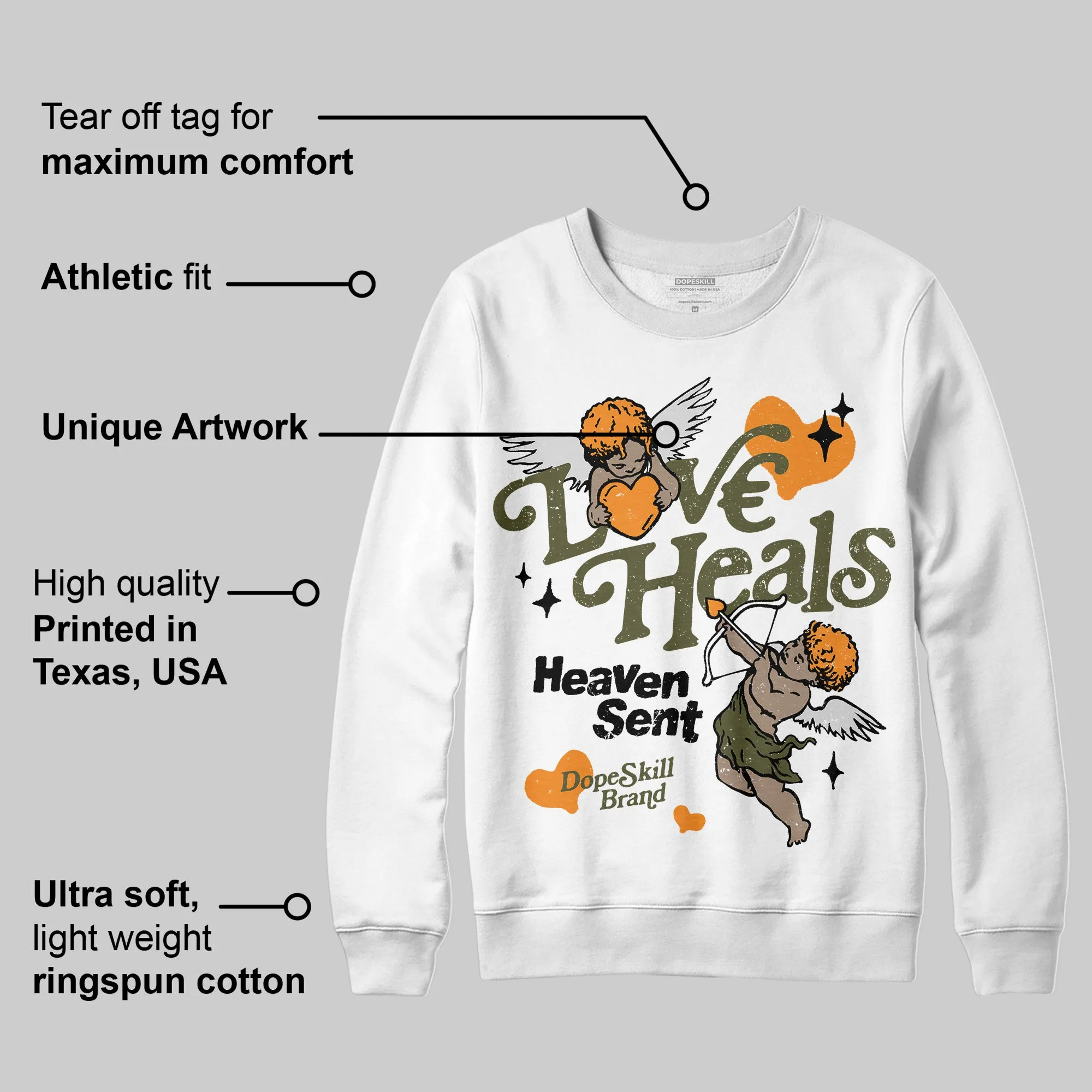 Olive 5s DopeSkill Sweatshirt New Love Heals Graphic sold by DopeSkill product image thumbnail 3