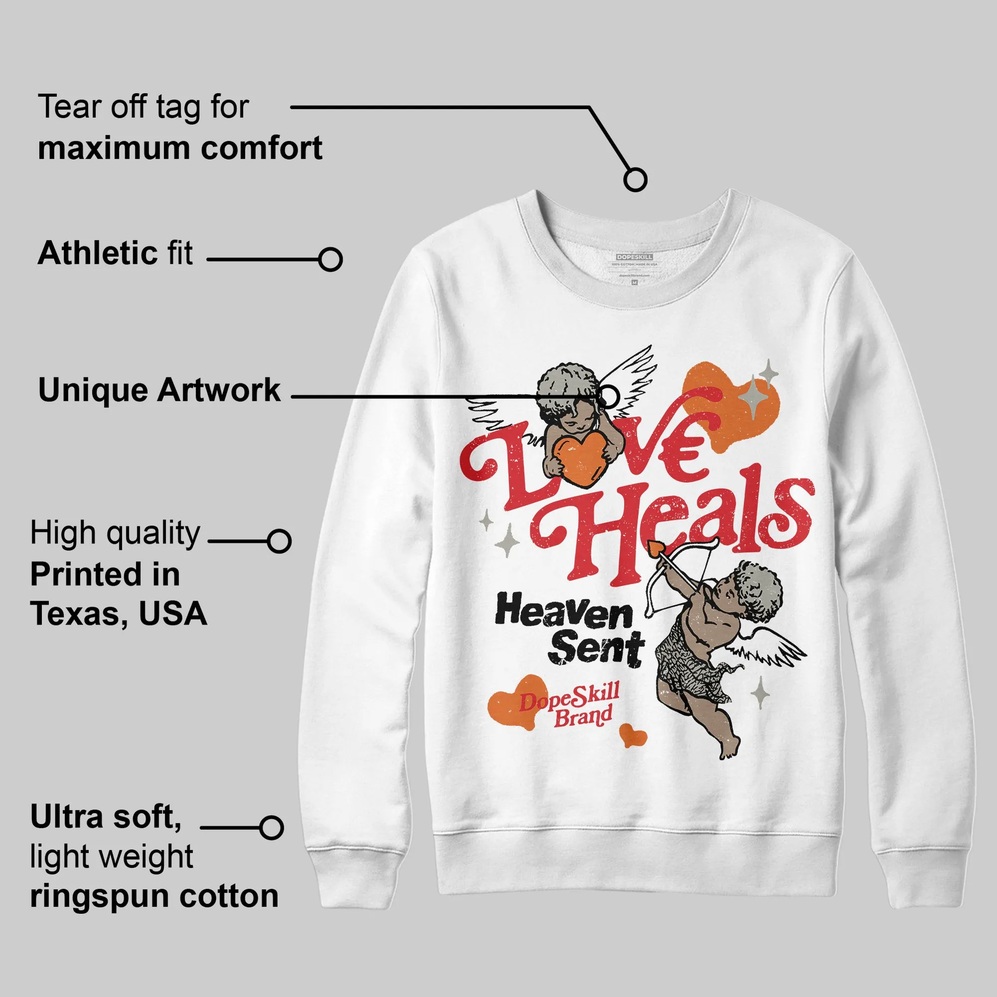 Fire Red 3s DopeSkill Sweatshirt New Love Heals Graphic sold by DopeSkill product image thumbnail 3