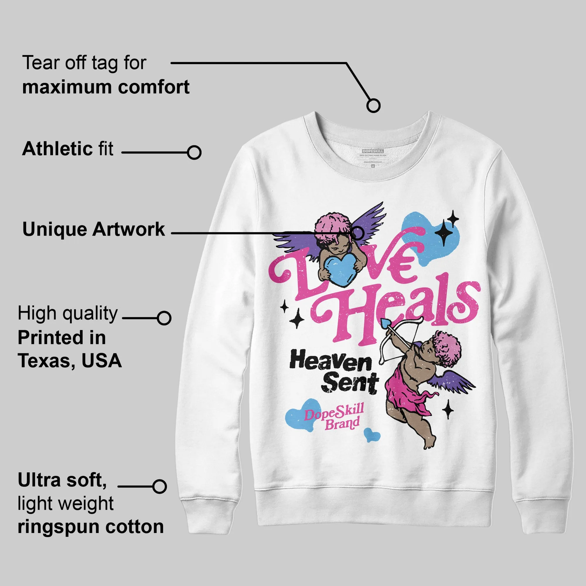 Dunk Active Fuchsia DopeSkill Sweatshirt New Love Heals Graphic sold by DopeSkill product image thumbnail 3