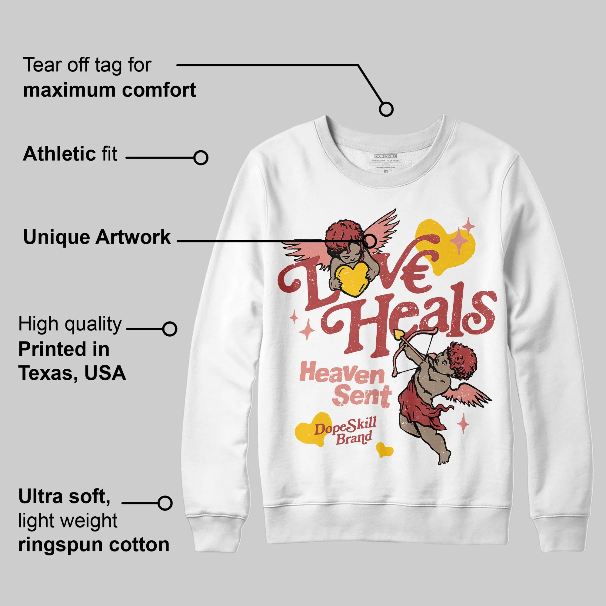 Dune Red 13s DopeSkill Sweatshirt New Love Heals Graphic sold by DopeSkill product image thumbnail 3