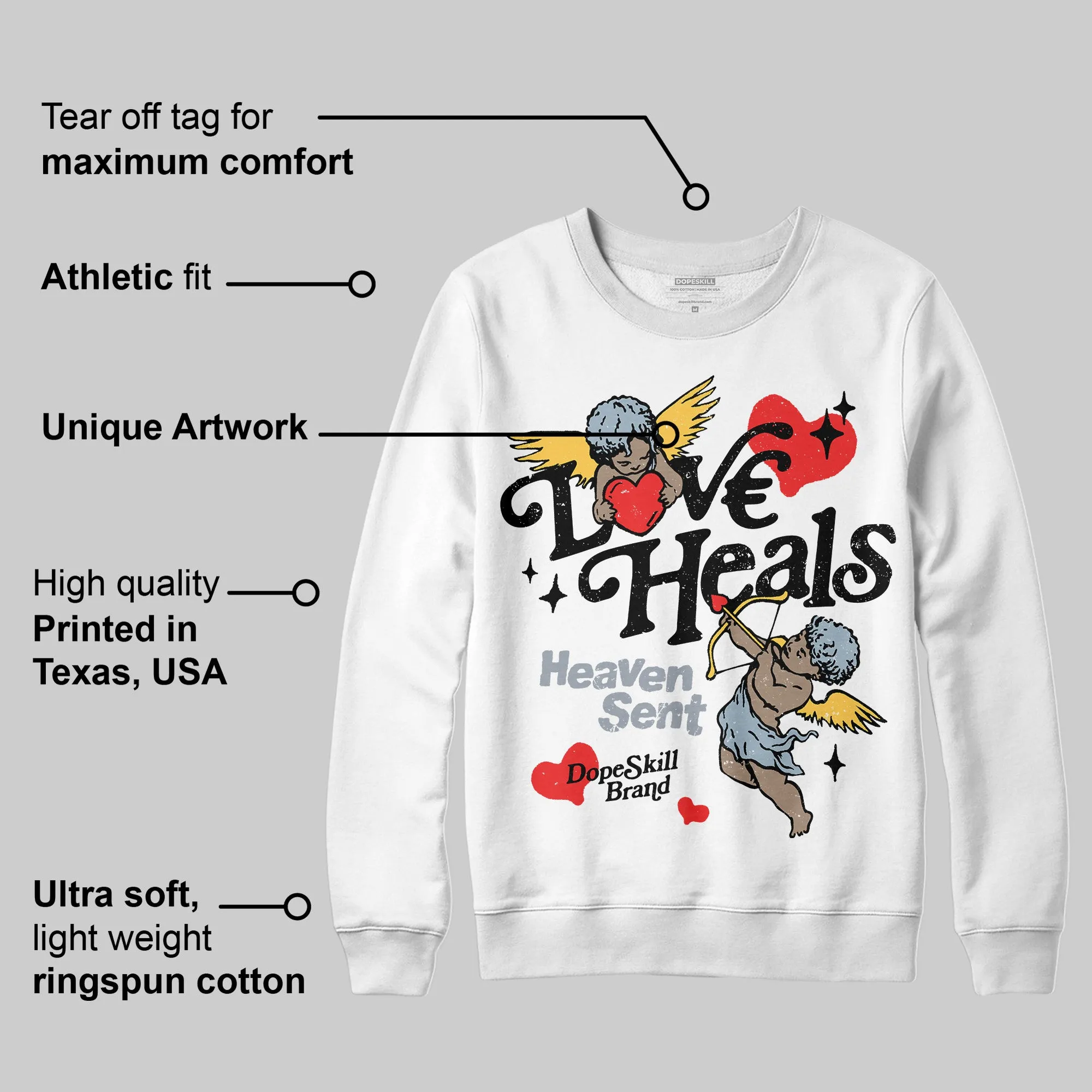 Blue Grey 13s DopeSkill Sweatshirt New Love Heals Graphic sold by DopeSkill product image thumbnail 3