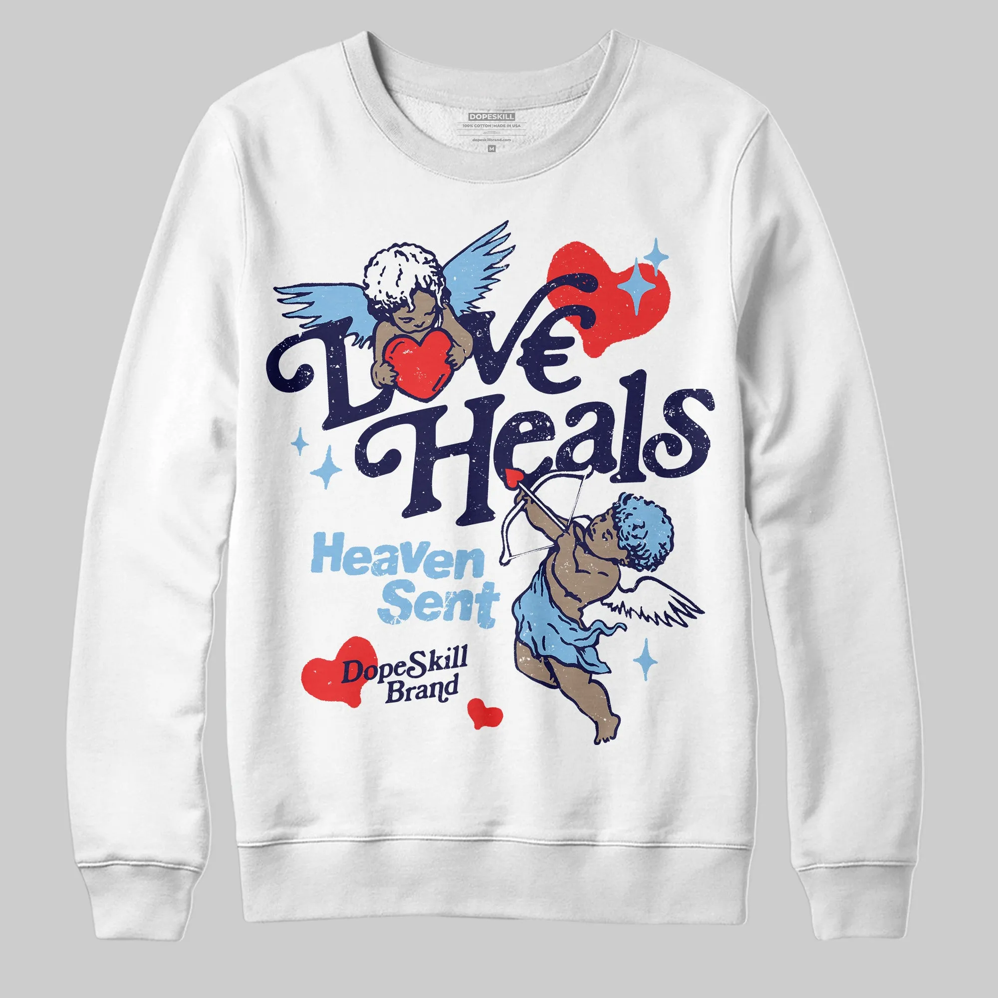 University Blue Collection DopeSkill Sweatshirt New Love Heals Graphic sold by DopeSkill