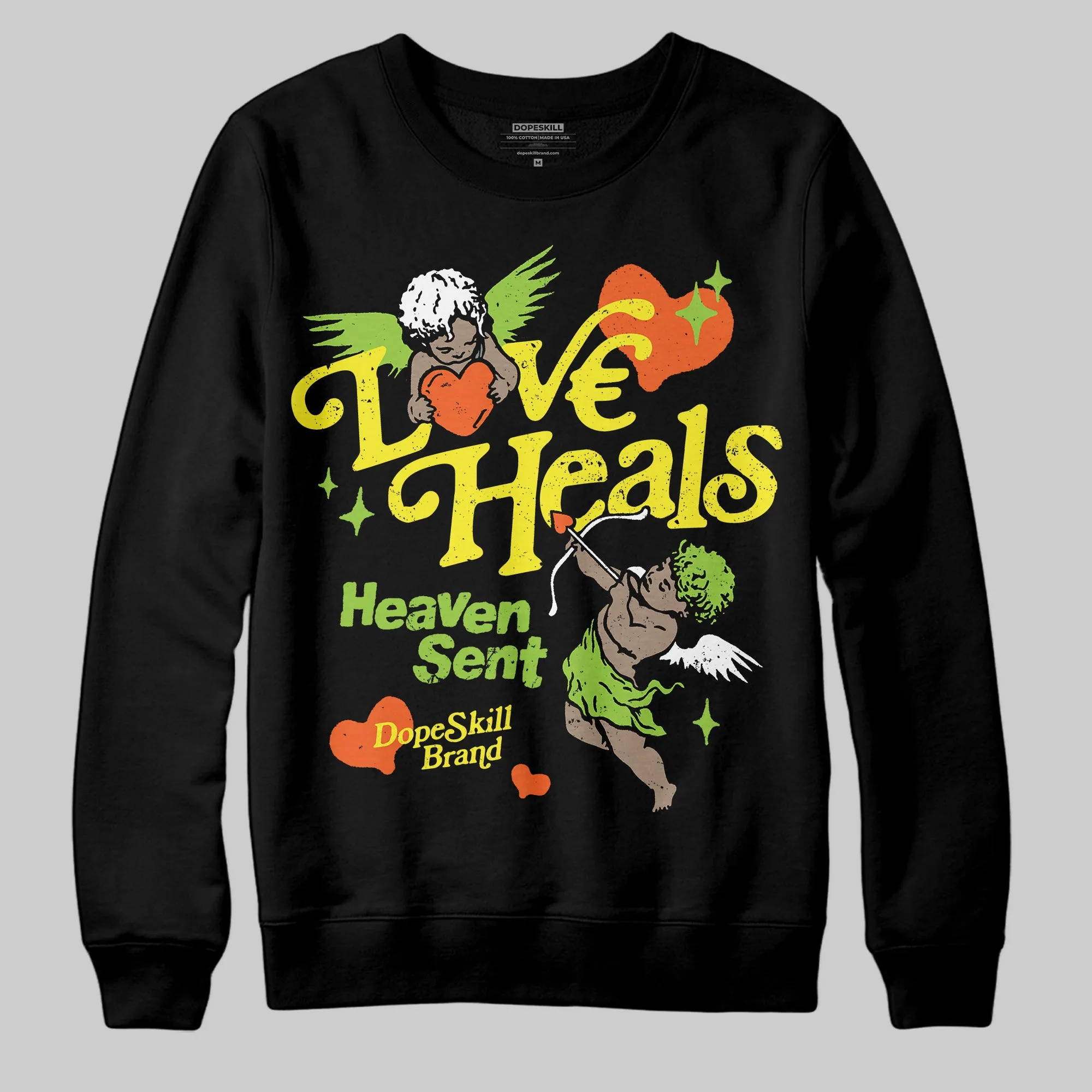 Neon Green Collection DopeSkill Sweatshirt New Love Heals Graphic sold by DopeSkill