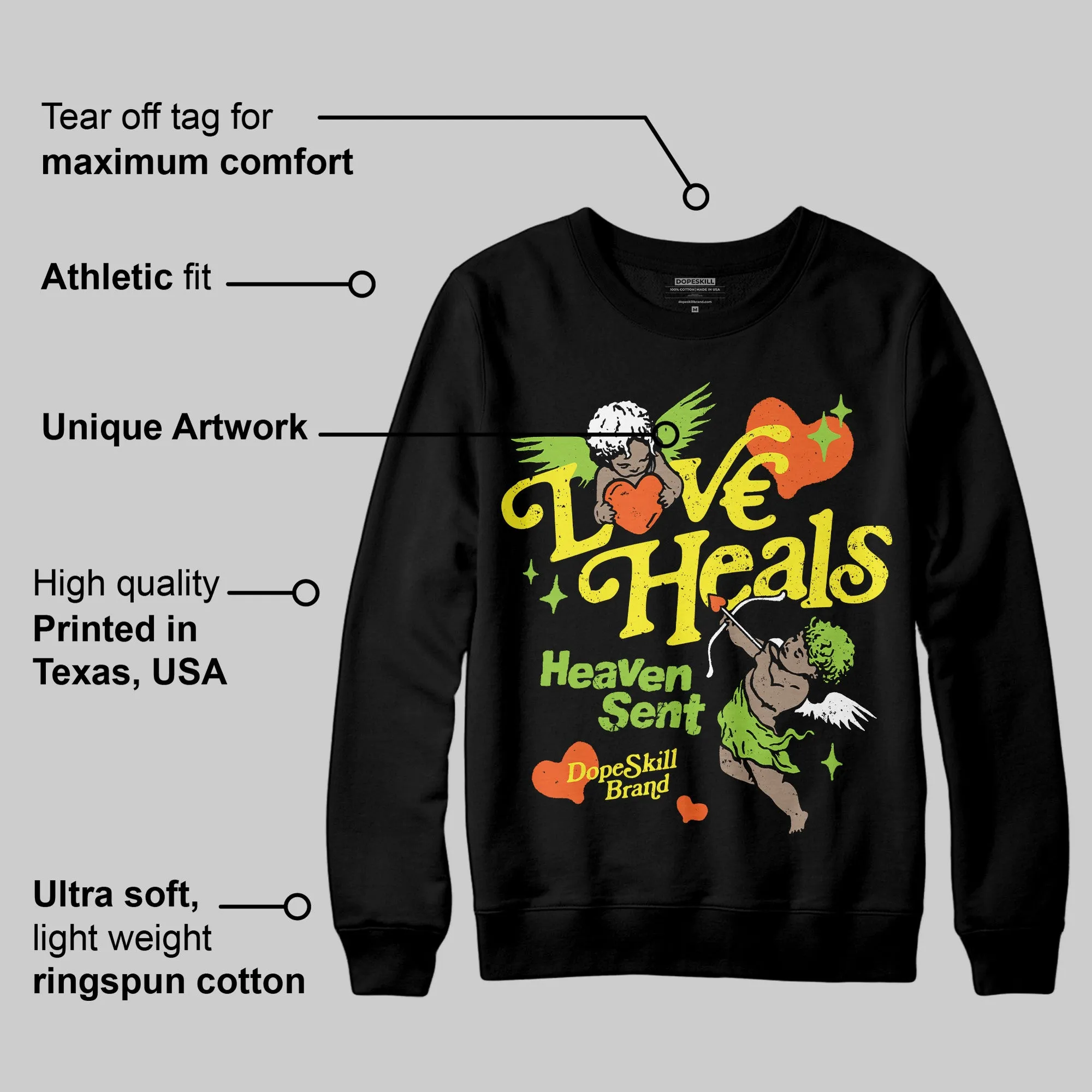 Neon Green Collection DopeSkill Sweatshirt New Love Heals Graphic sold by DopeSkill product image thumbnail 3