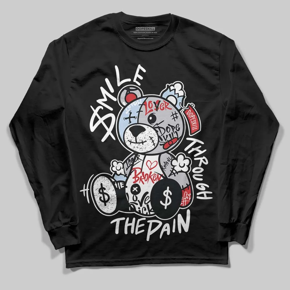 Black Metallic Reimagined 5s DopeSkill Long Sleeve T-Shirt Smile Through The Pain Graphic sold by DopeSkill