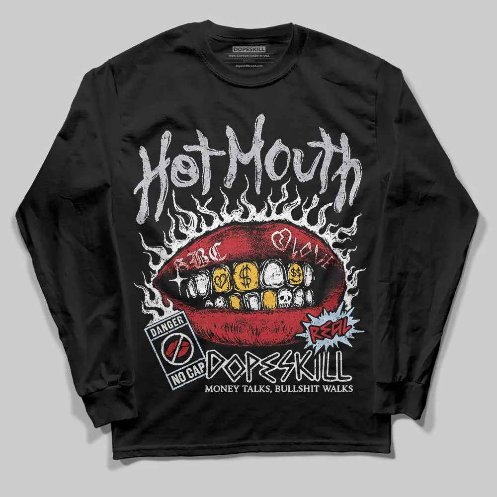 Black Metallic Reimagined 5s DopeSkill Long Sleeve T-Shirt Hot Mouth Graphic sold by DopeSkill