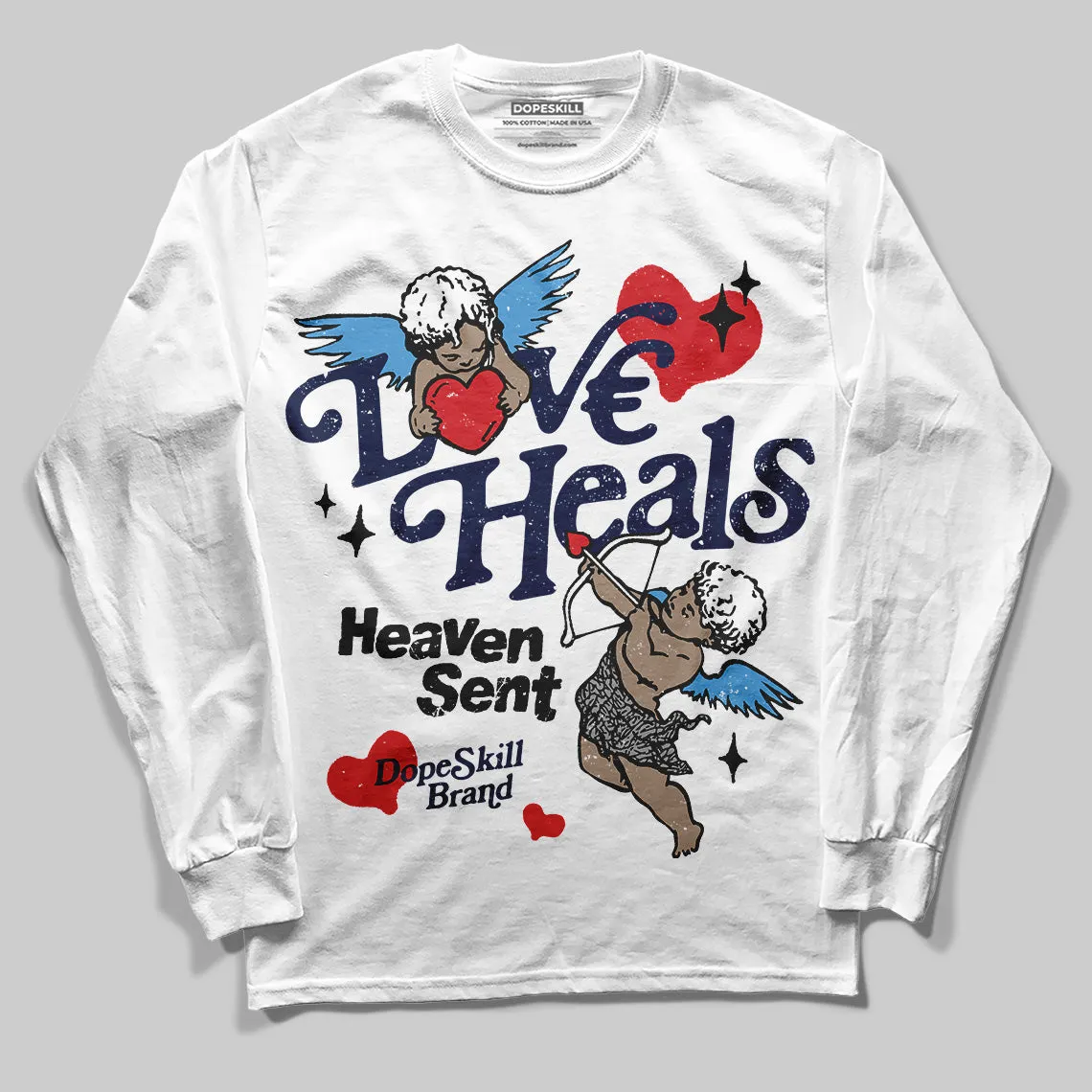 Midnight Navy 3s DopeSkill Long Sleeve T-Shirt New Love Heals Graphic sold by DopeSkill
