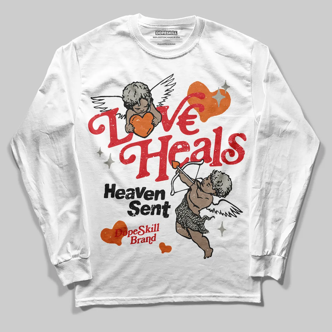 Fire Red 3s DopeSkill Long Sleeve T-Shirt New Love Heals Graphic sold by DopeSkill