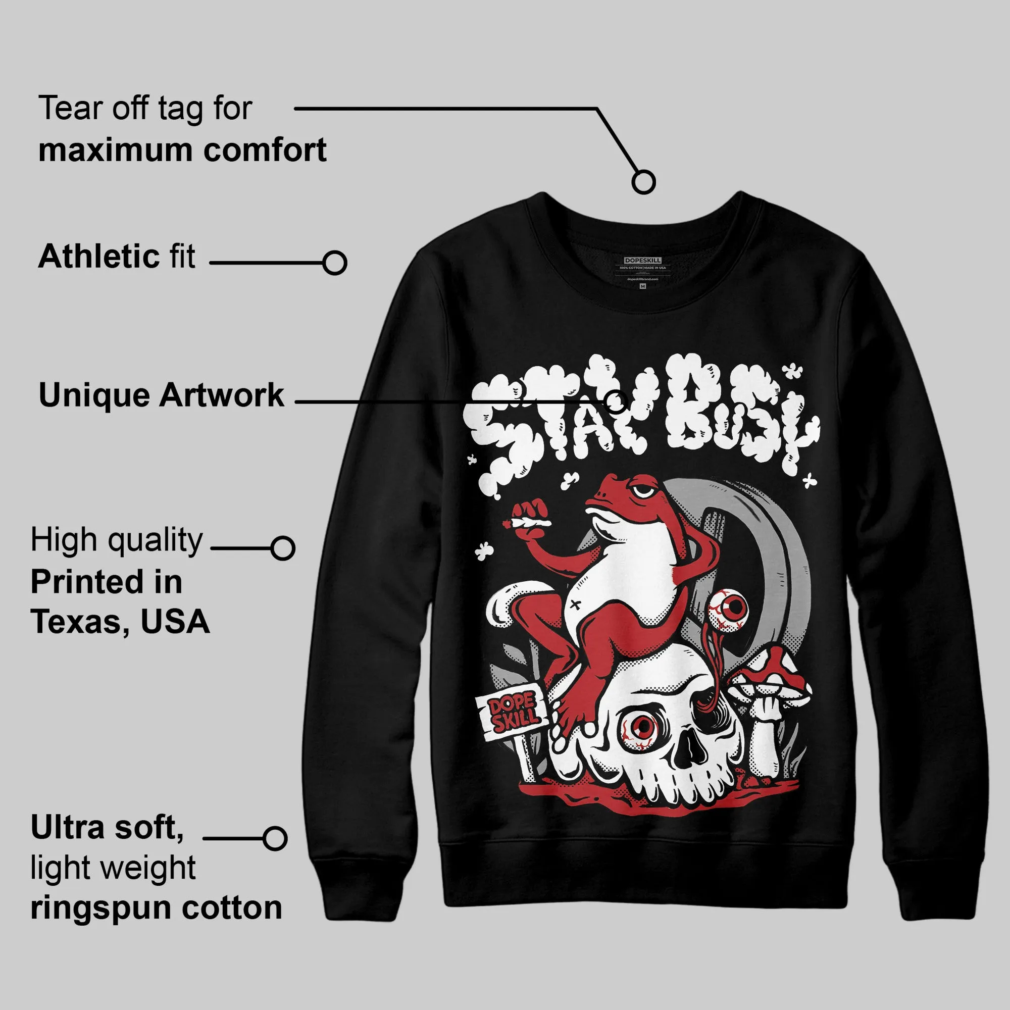 Black Toe Reimagined 1s DopeSkill Sweatshirt Stay Busy Graphic sold by DopeSkill product image thumbnail 3