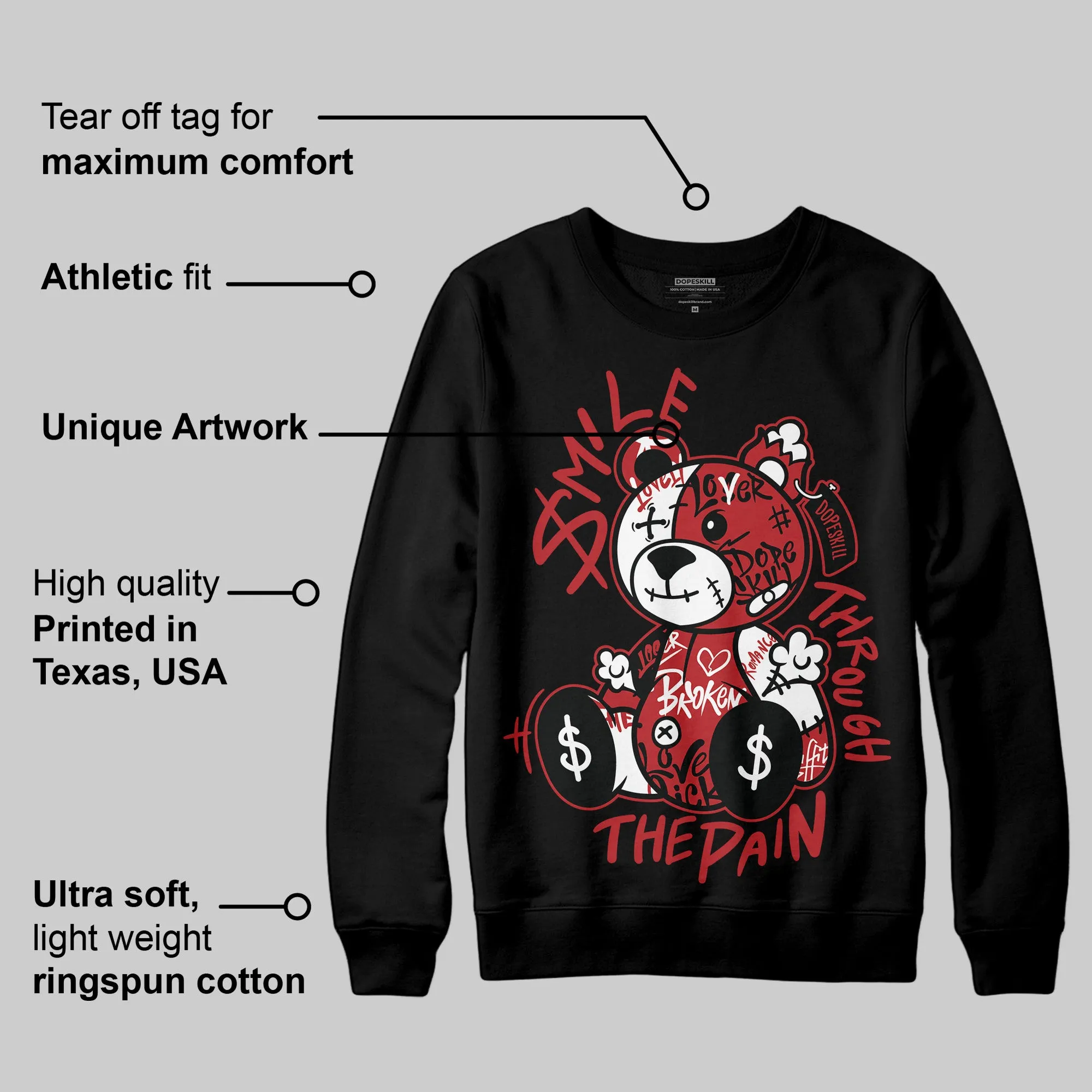 Black Toe Reimagined 1s DopeSkill Sweatshirt Smile Through The Pain Graphic sold by DopeSkill product image thumbnail 3