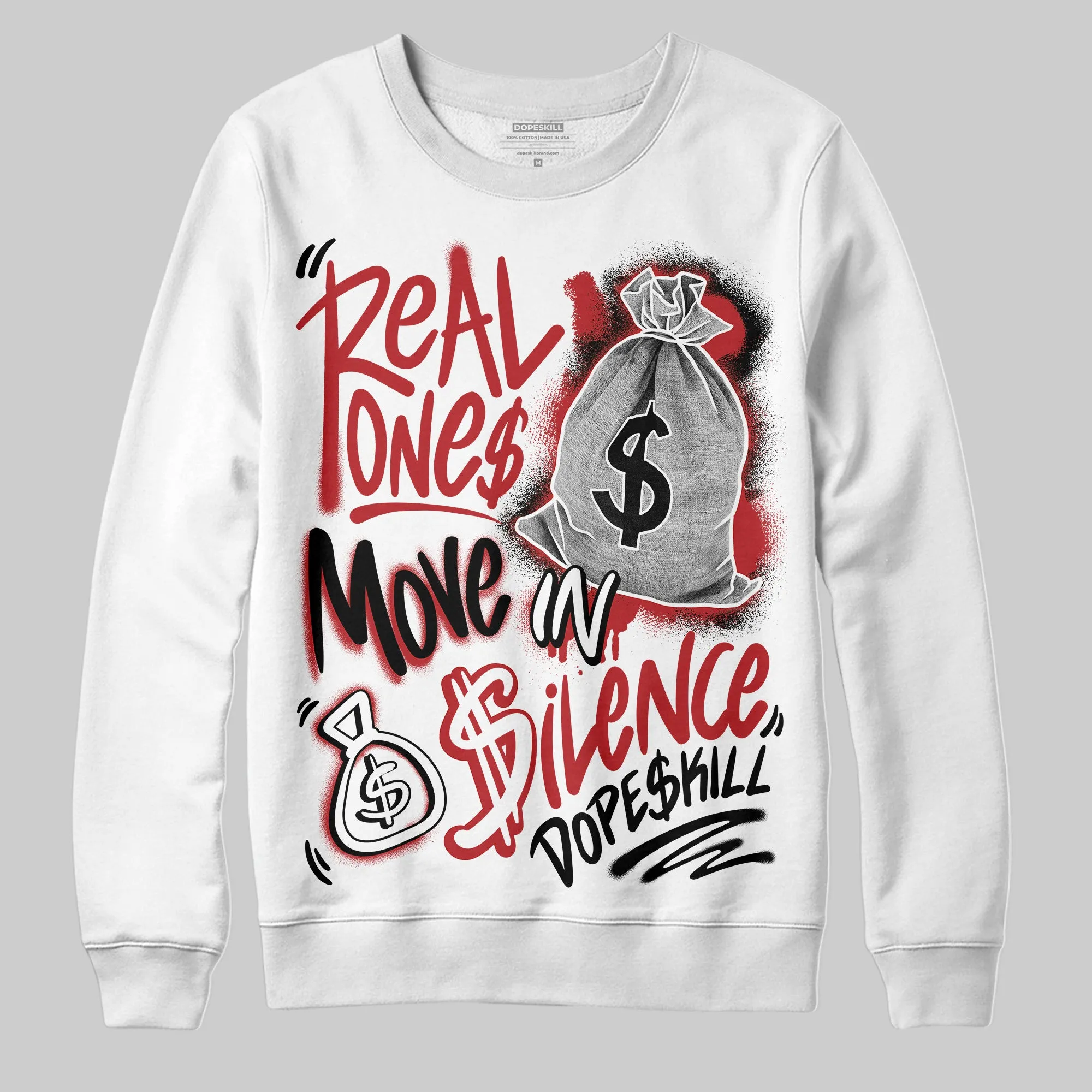Black Toe Reimagined 1s DopeSkill Sweatshirt Real Ones Move In Silence Graphic sold by DopeSkill product image thumbnail 2