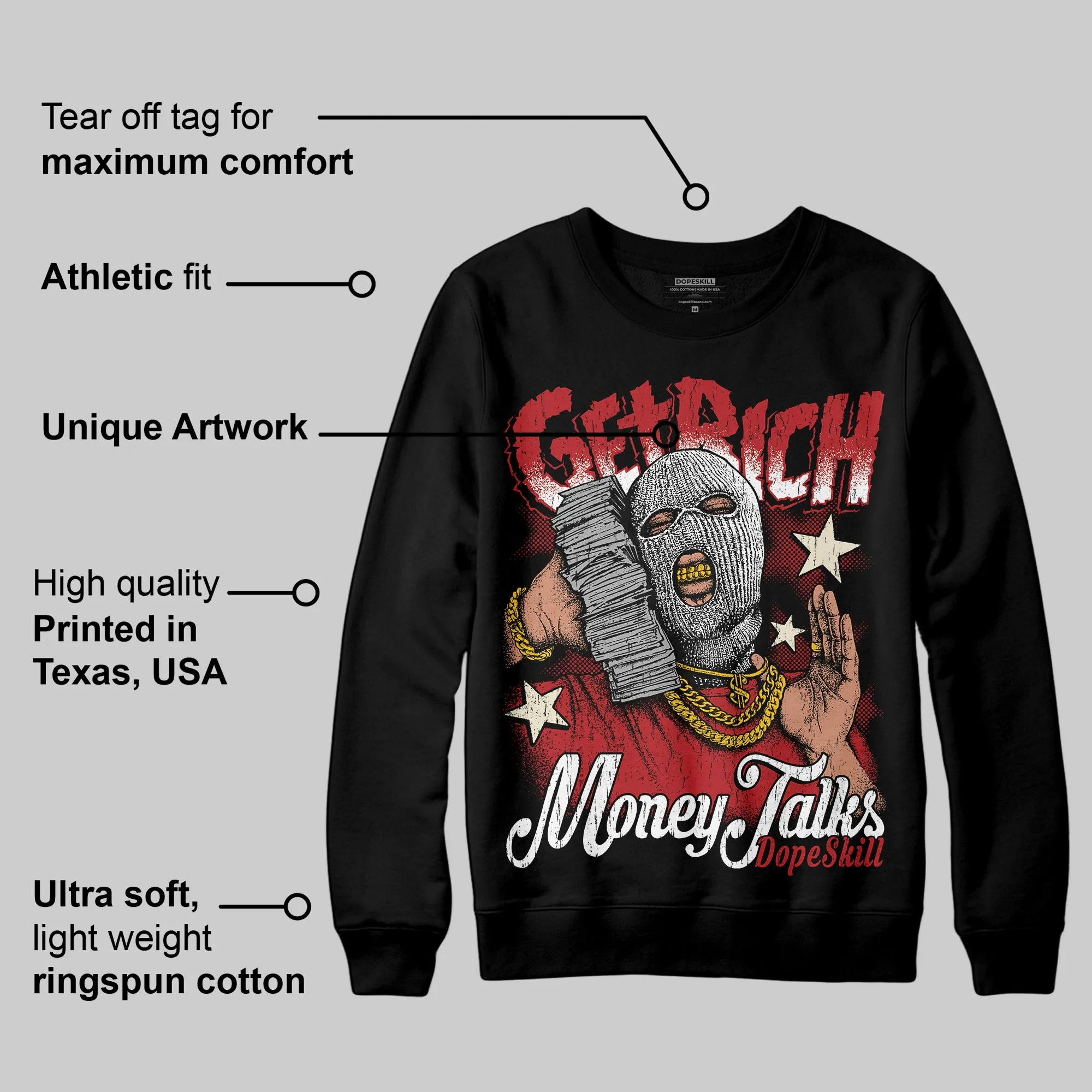 Black Toe Reimagined 1s DopeSkill Sweatshirt Get Rich Graphic sold by DopeSkill product image thumbnail 3