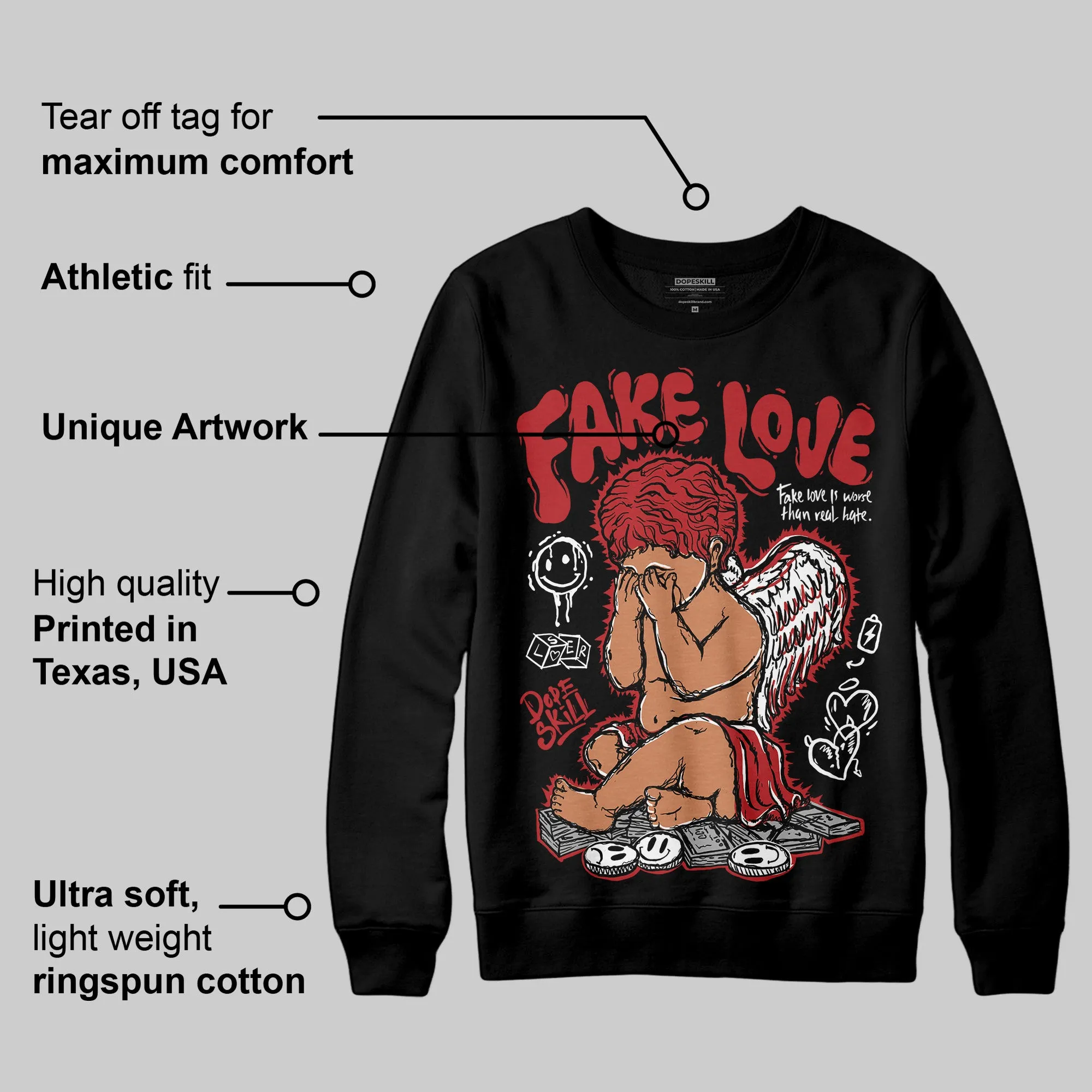 Black Toe Reimagined 1s DopeSkill Sweatshirt False Love Graphic sold by DopeSkill product image thumbnail 3