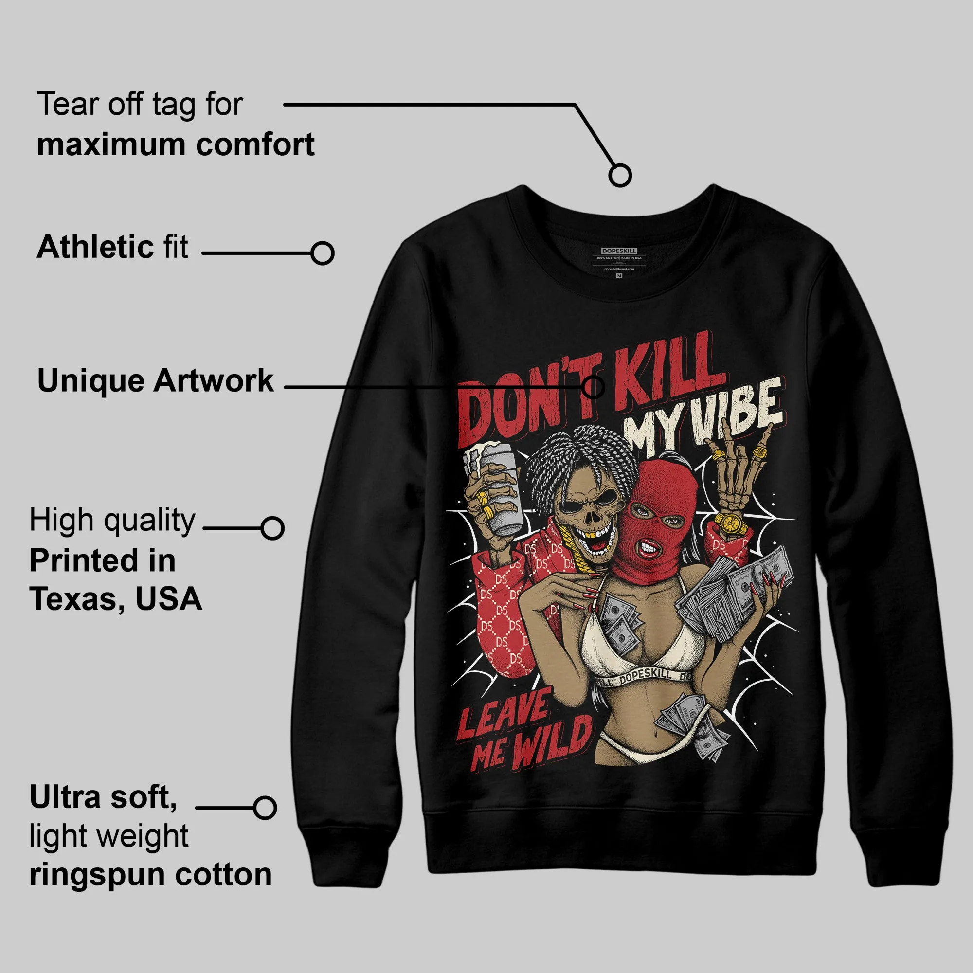 Black Toe Reimagined 1s DopeSkill Sweatshirt Don't Kill My Vibe Graphic sold by DopeSkill product image thumbnail 3