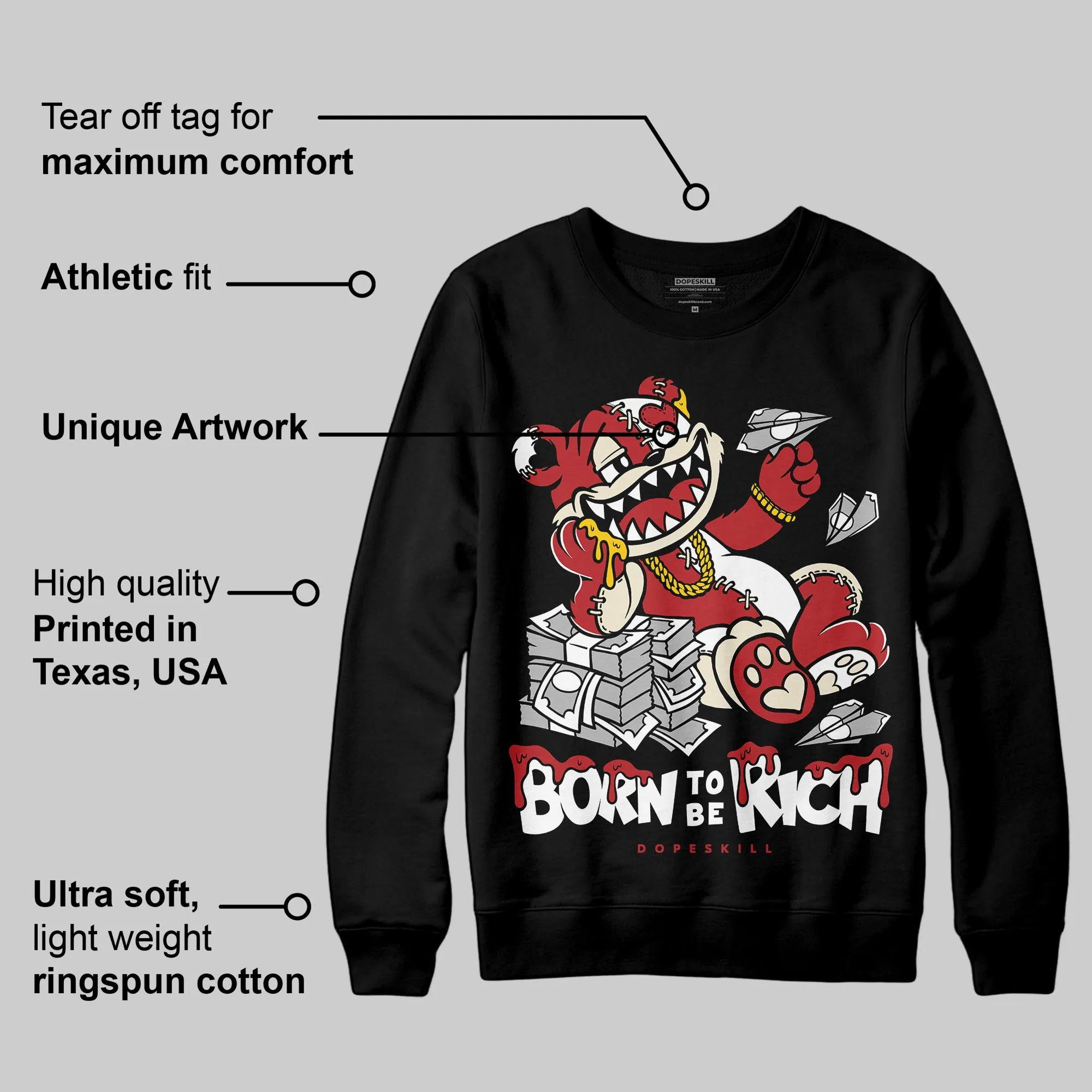 Black Toe Reimagined 1s DopeSkill Sweatshirt Born To Be Rich Graphic sold by DopeSkill product image thumbnail 3