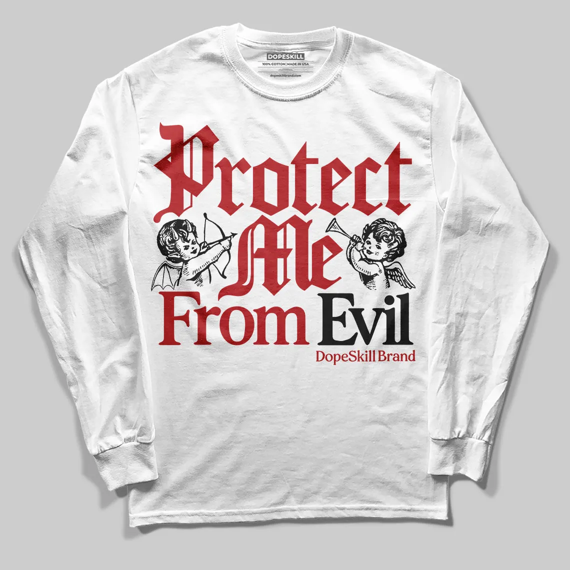 Black Toe Reimagined 1s DopeSkill Long Sleeve T-Shirt Protect Me From Evil Graphic sold by DopeSkill product image thumbnail 2