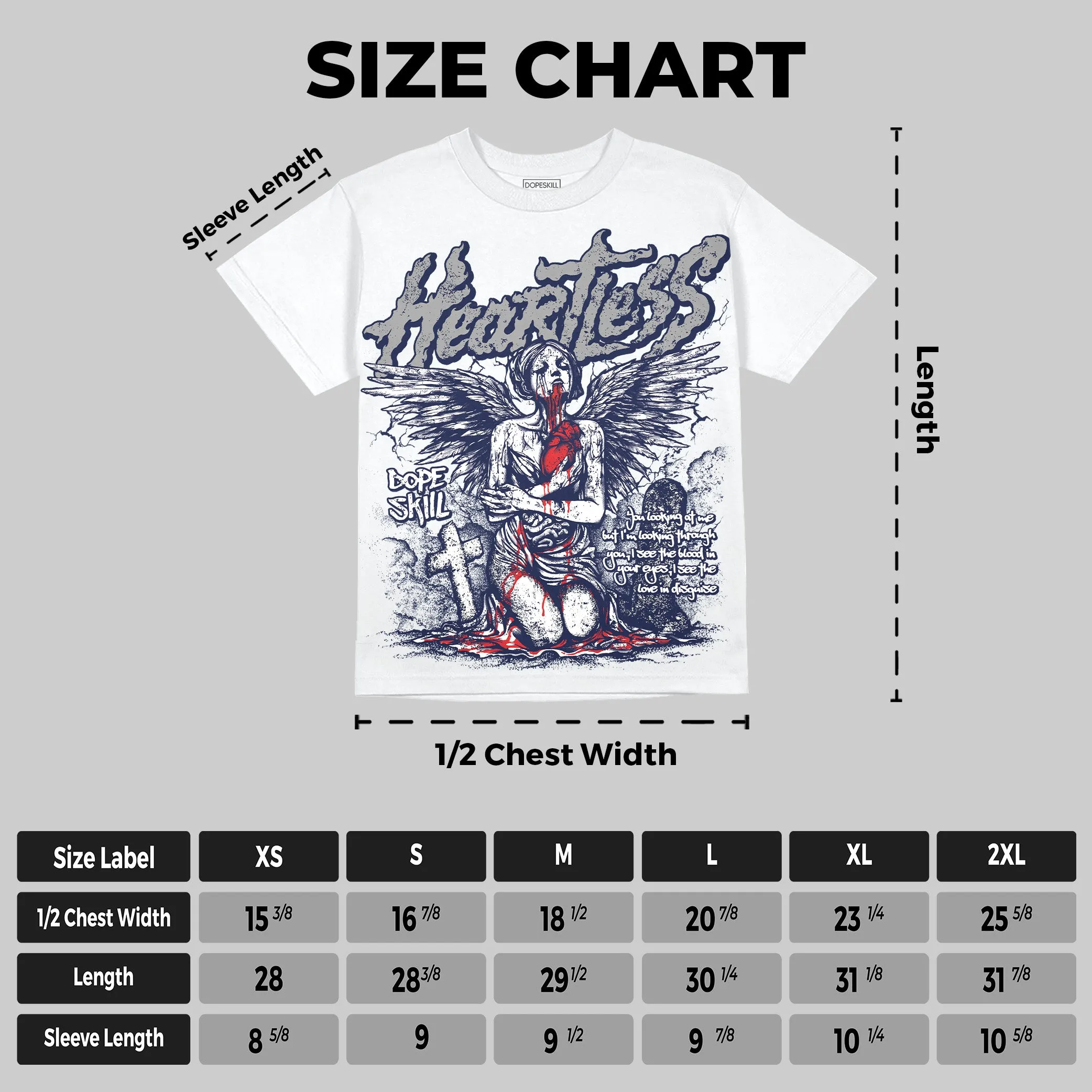 Midnight Navy 3s DopeSkill Oversize Print T-Shirt Heartless Graphic sold by DopeSkill product image thumbnail 2