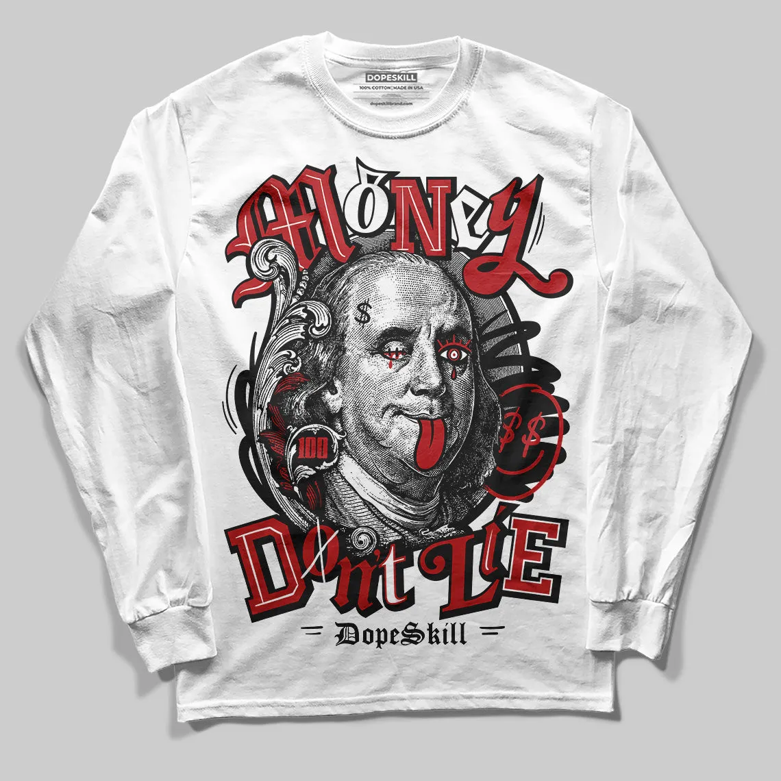 Flu Game 12s DopeSkill Long Sleeve T-Shirt Money Don't Lie Graphic sold by DopeSkill product image thumbnail 2
