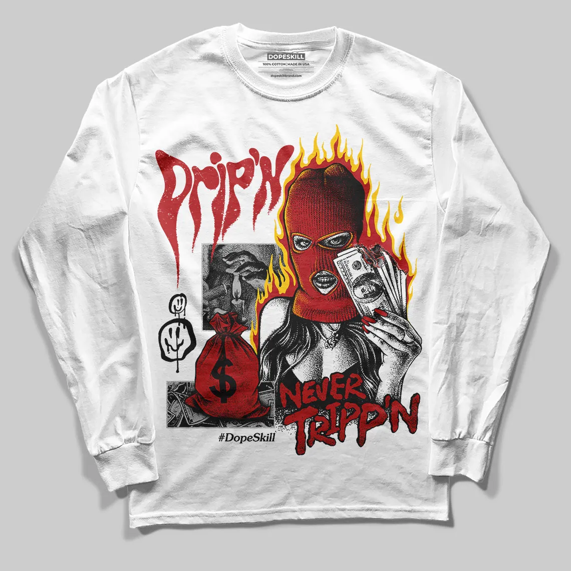 Flu Game 12s DopeSkill Long Sleeve T-Shirt Drip'n Never Tripp'n Graphic sold by DopeSkill product image thumbnail 2