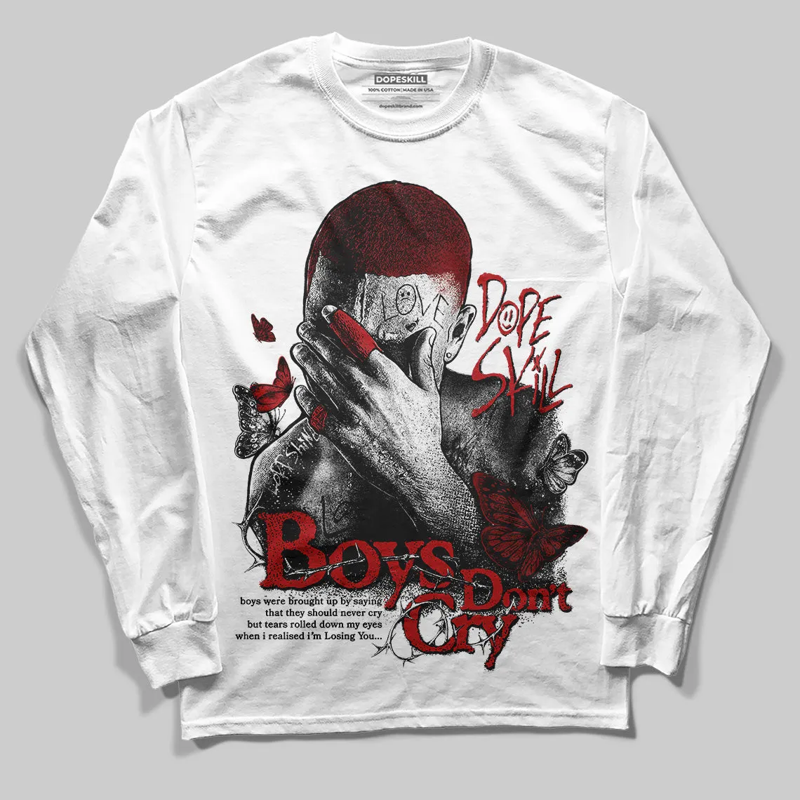 Flu Game 12s DopeSkill Long Sleeve T-Shirt Boys Don't Cry Graphic sold by DopeSkill product image thumbnail 2