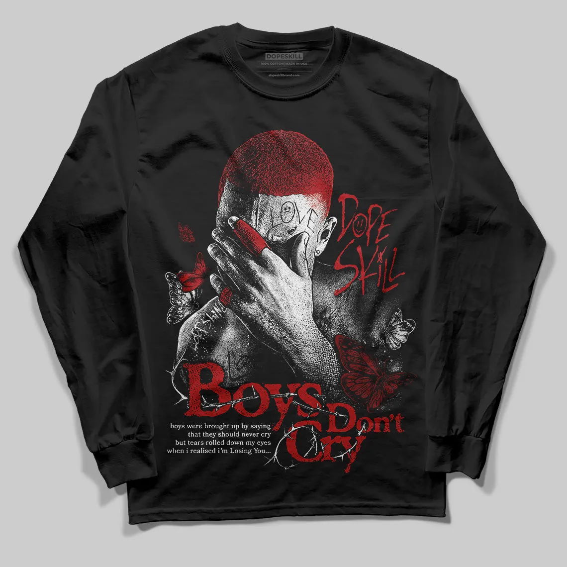 Flu Game 12s DopeSkill Long Sleeve T-Shirt Boys Don't Cry Graphic sold by DopeSkill