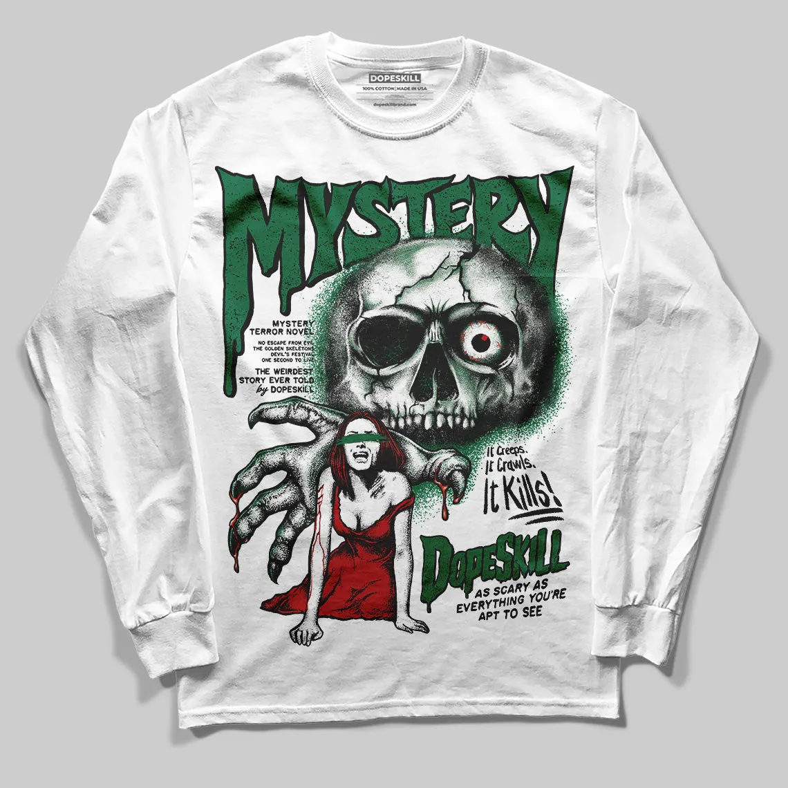 Pine Green 13s DopeSkill Long Sleeve T-Shirt Mystery Ghostly Grasp Graphic sold by DopeSkill