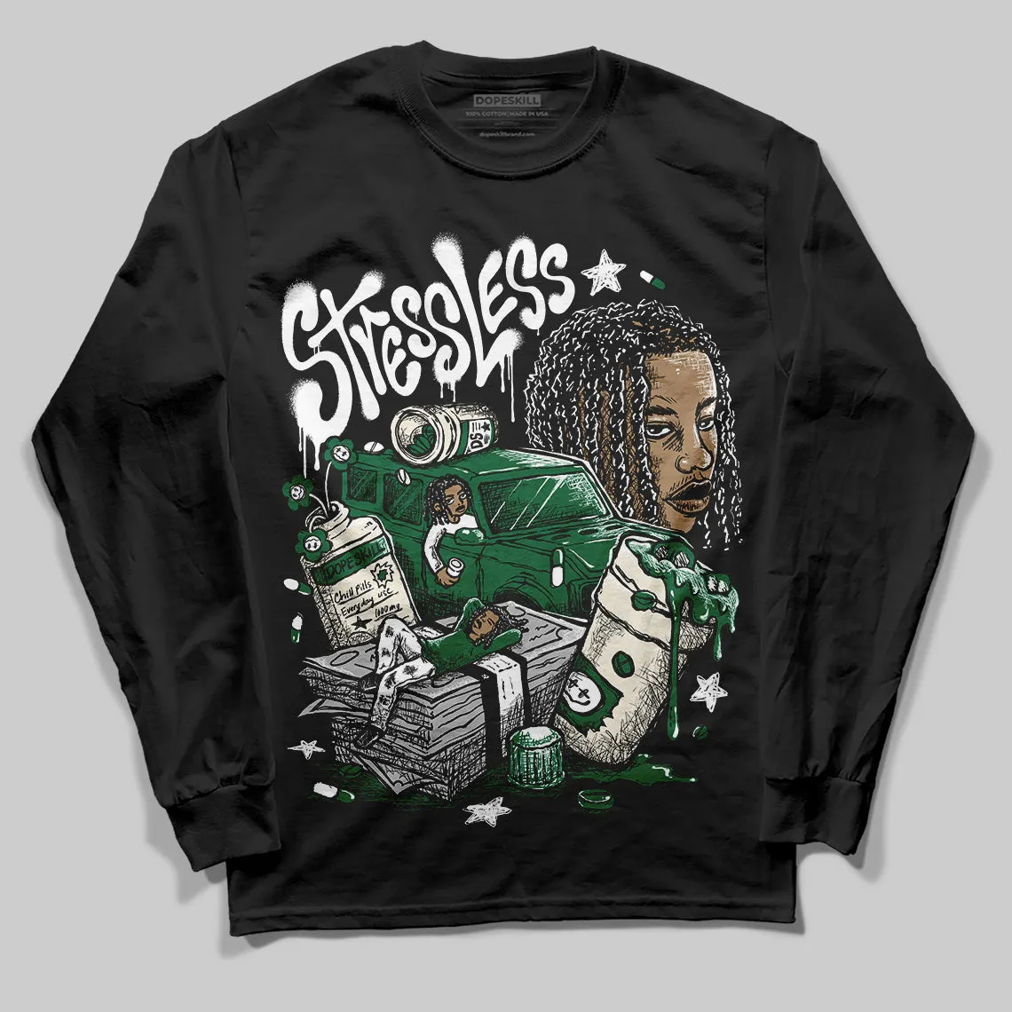 Pine Green 13s DopeSkill Long Sleeve T-Shirt Stressless Graphic sold by DopeSkill product image thumbnail 2