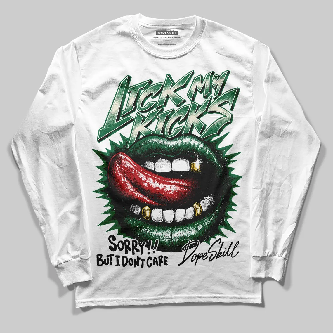 Pine Green 13s DopeSkill Long Sleeve T-Shirt Lick My Kicks Graphic sold by DopeSkill