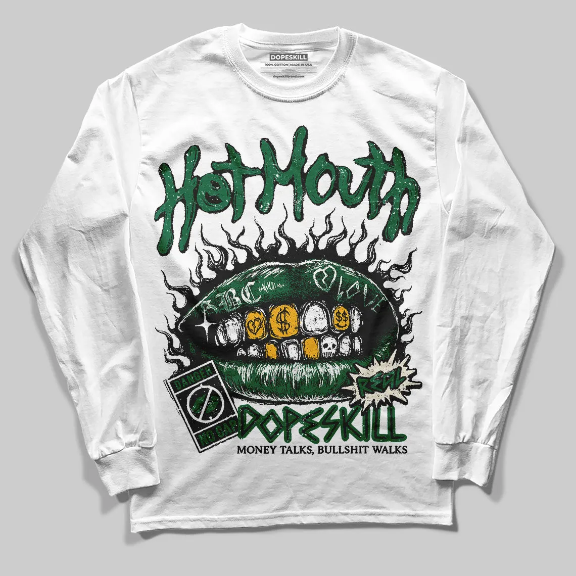 Pine Green 13s DopeSkill Long Sleeve T-Shirt Hot Mouth Graphic sold by DopeSkill