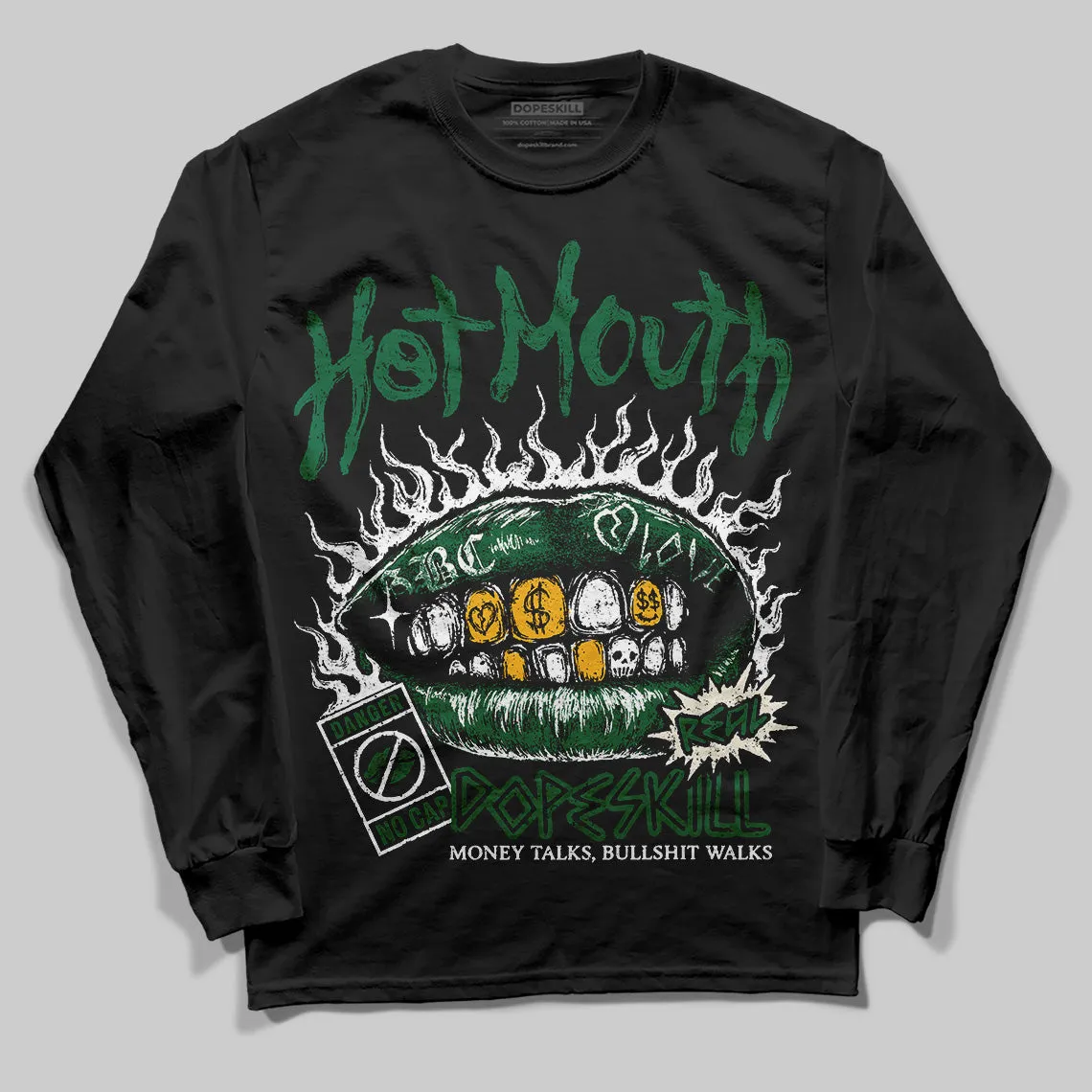 Pine Green 13s DopeSkill Long Sleeve T-Shirt Hot Mouth Graphic sold by DopeSkill product image thumbnail 2
