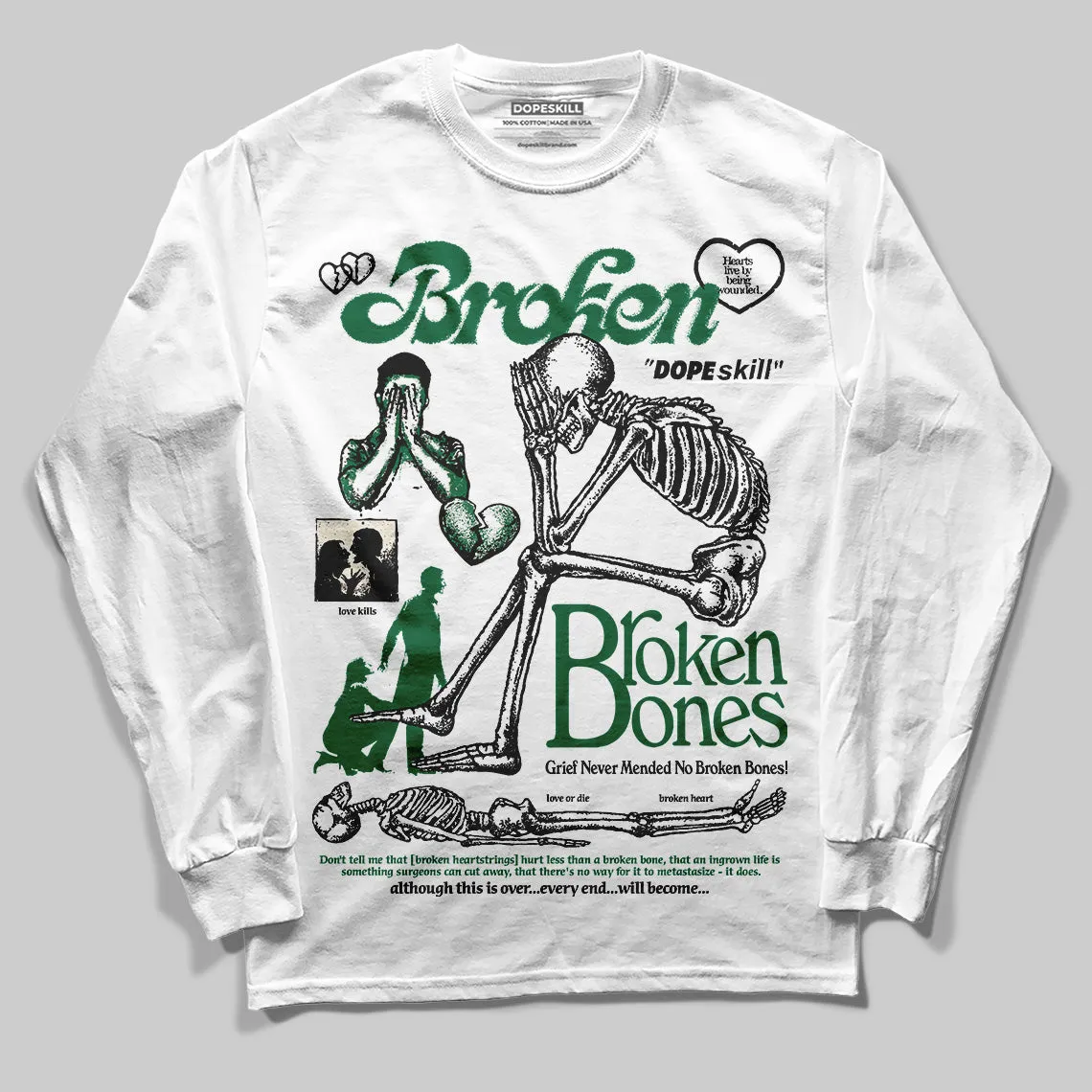 Pine Green 13s DopeSkill Long Sleeve T-Shirt Broken Bones Graphic sold by DopeSkill