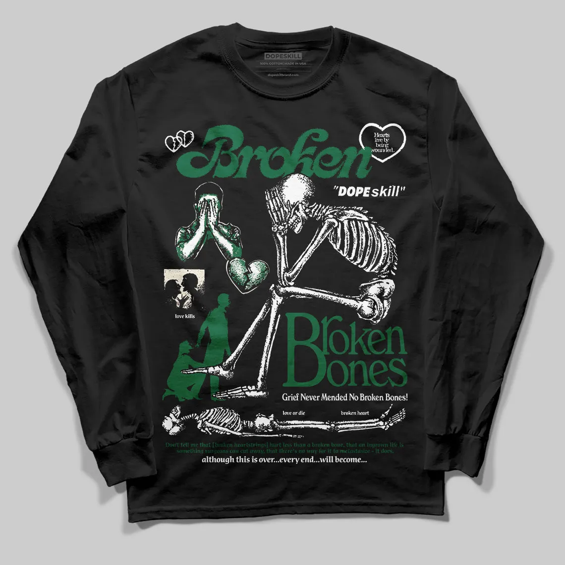 Pine Green 13s DopeSkill Long Sleeve T-Shirt Broken Bones Graphic sold by DopeSkill product image thumbnail 2
