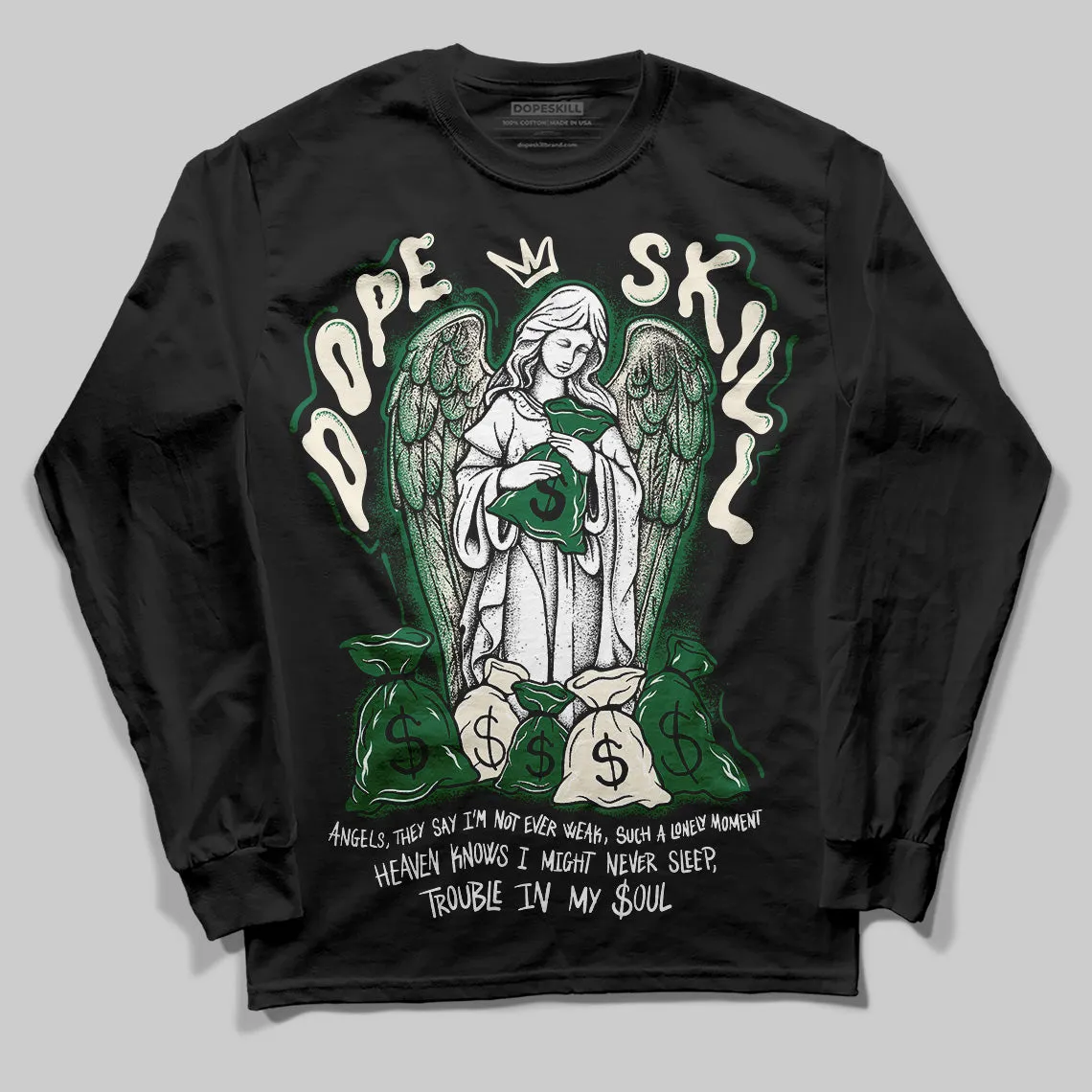 Pine Green 13s DopeSkill Long Sleeve T-Shirt Angels Graphic sold by DopeSkill product image thumbnail 2