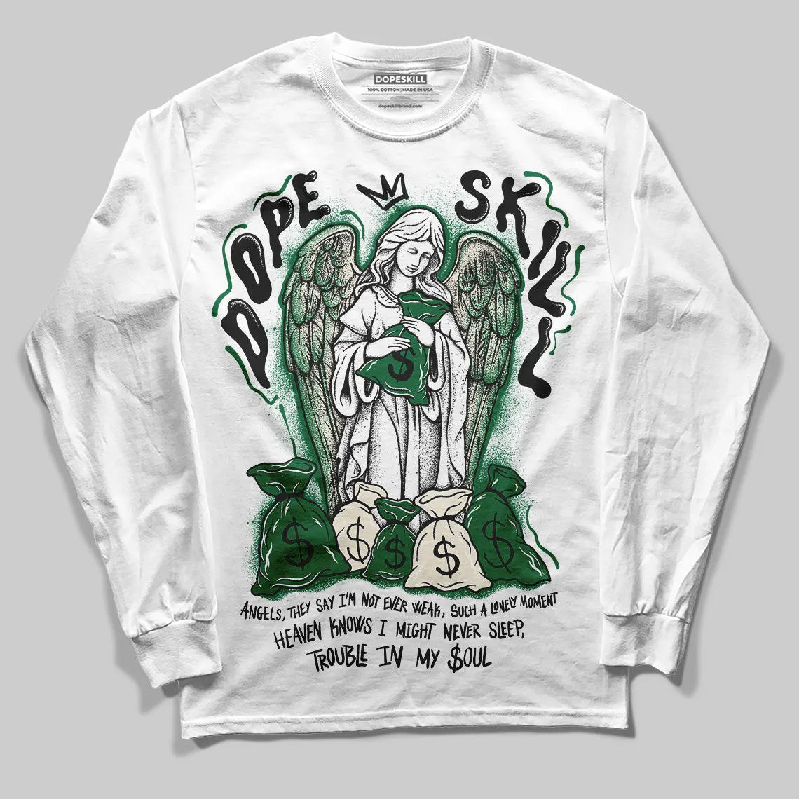 Pine Green 13s DopeSkill Long Sleeve T-Shirt Angels Graphic sold by DopeSkill