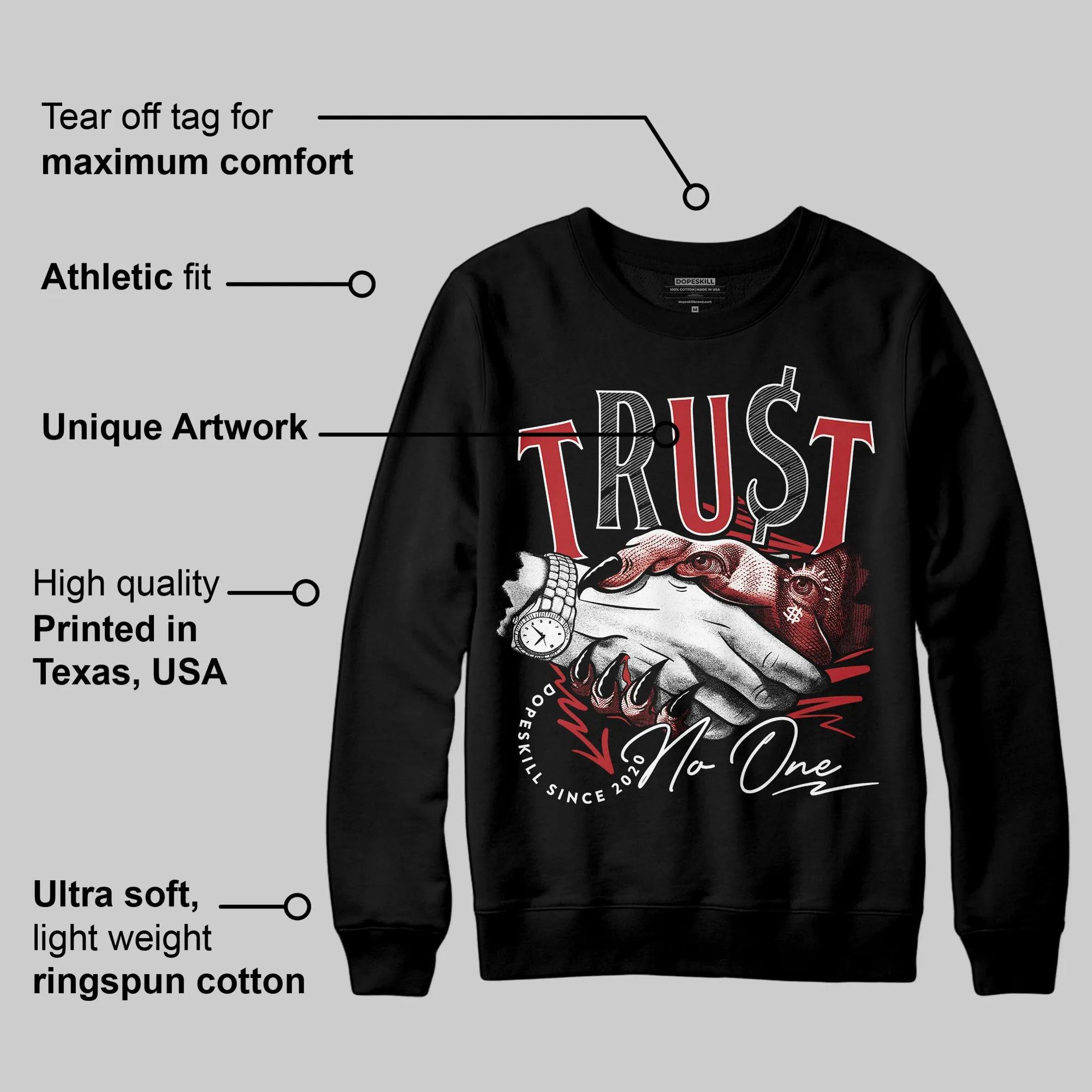 Flu Game 12s DopeSkill Sweatshirt Trust No One Graphic sold by DopeSkill product image thumbnail 3