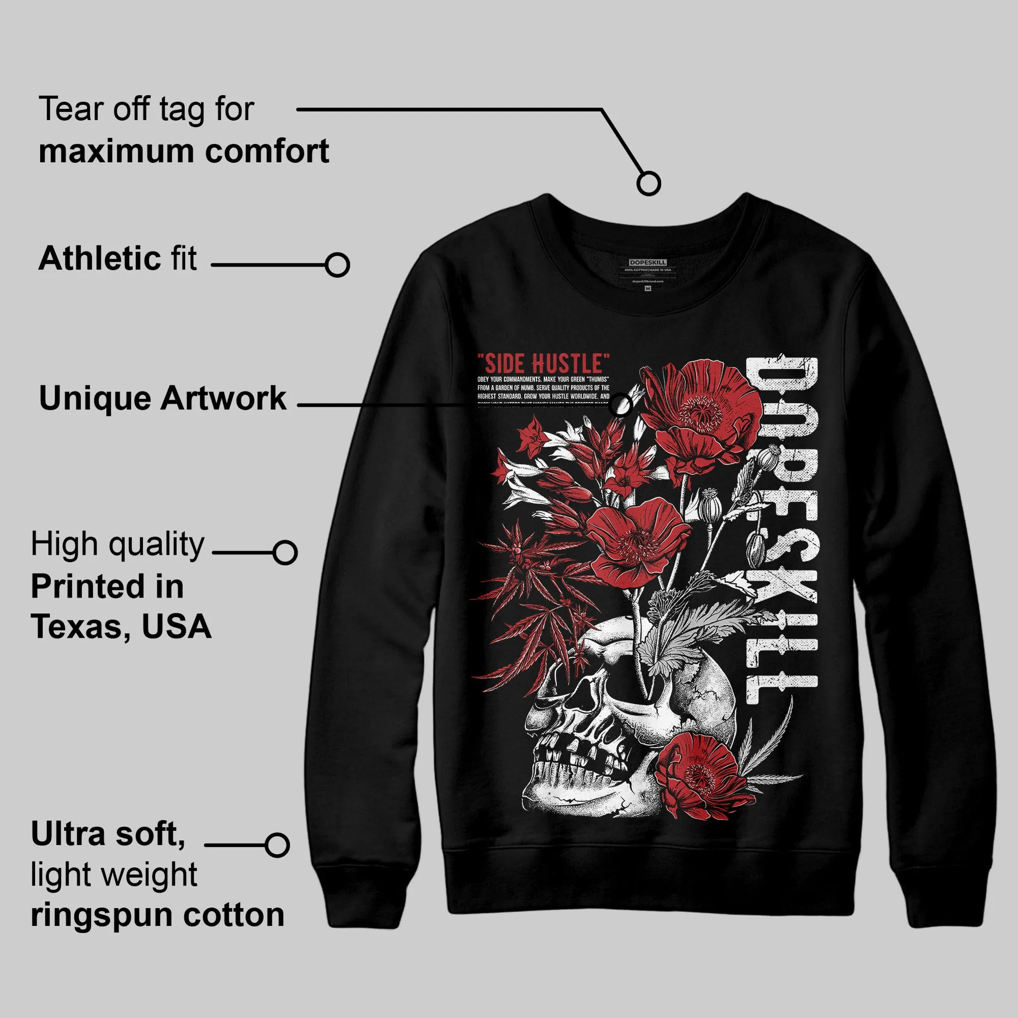 Flu Game 12s DopeSkill Sweatshirt Side Hustle Graphic sold by DopeSkill product image thumbnail 3