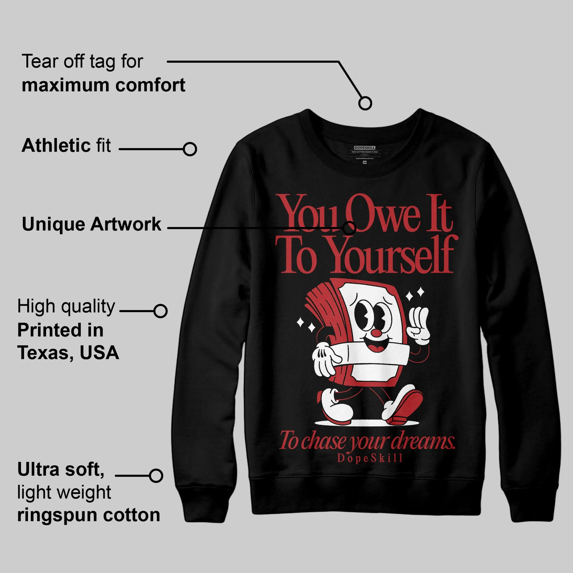 Flu Game 12s DopeSkill Sweatshirt Owe It To Yourself Graphic sold by DopeSkill product image thumbnail 3