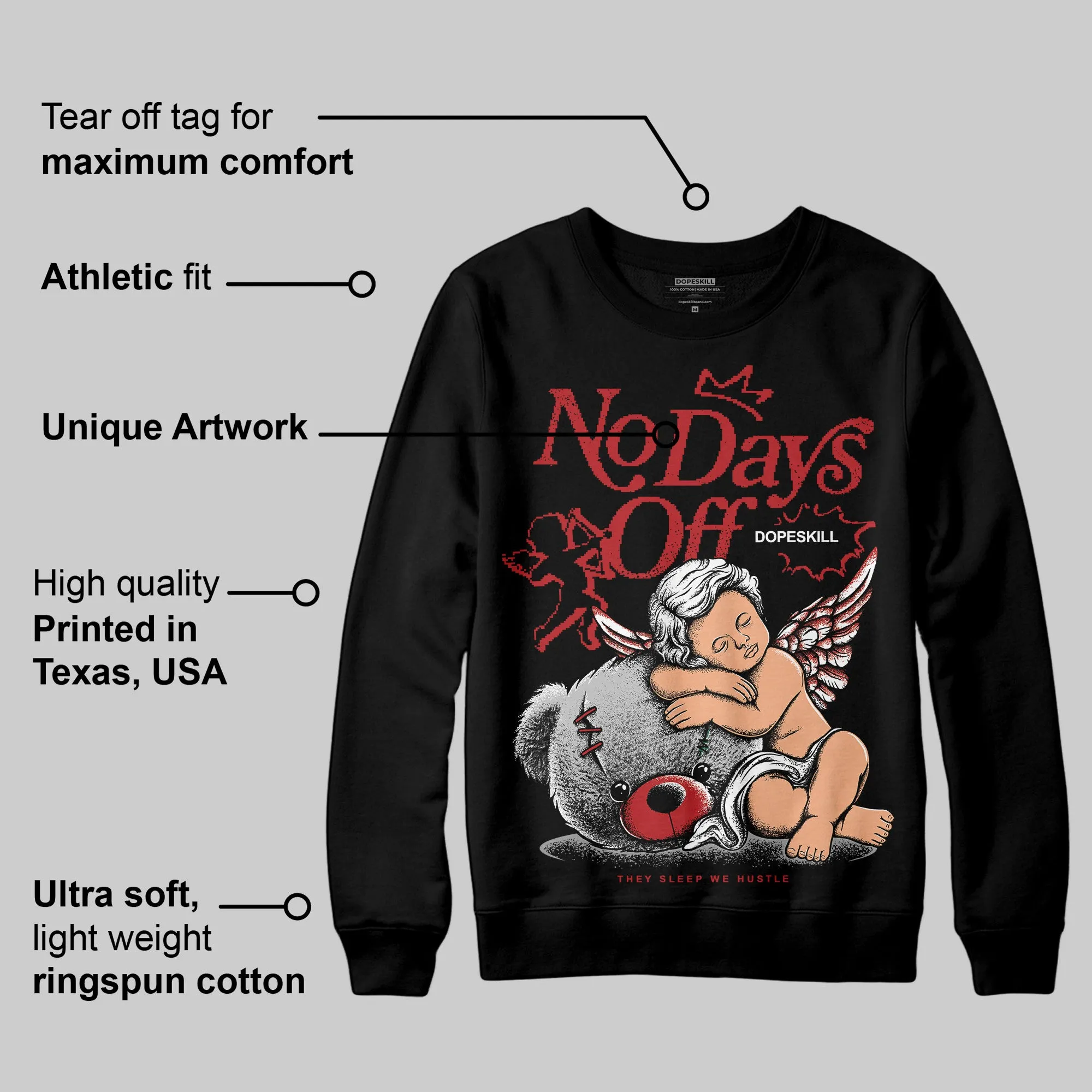 Flu Game 12s DopeSkill Sweatshirt New No Days Off Graphic sold by DopeSkill product image thumbnail 3