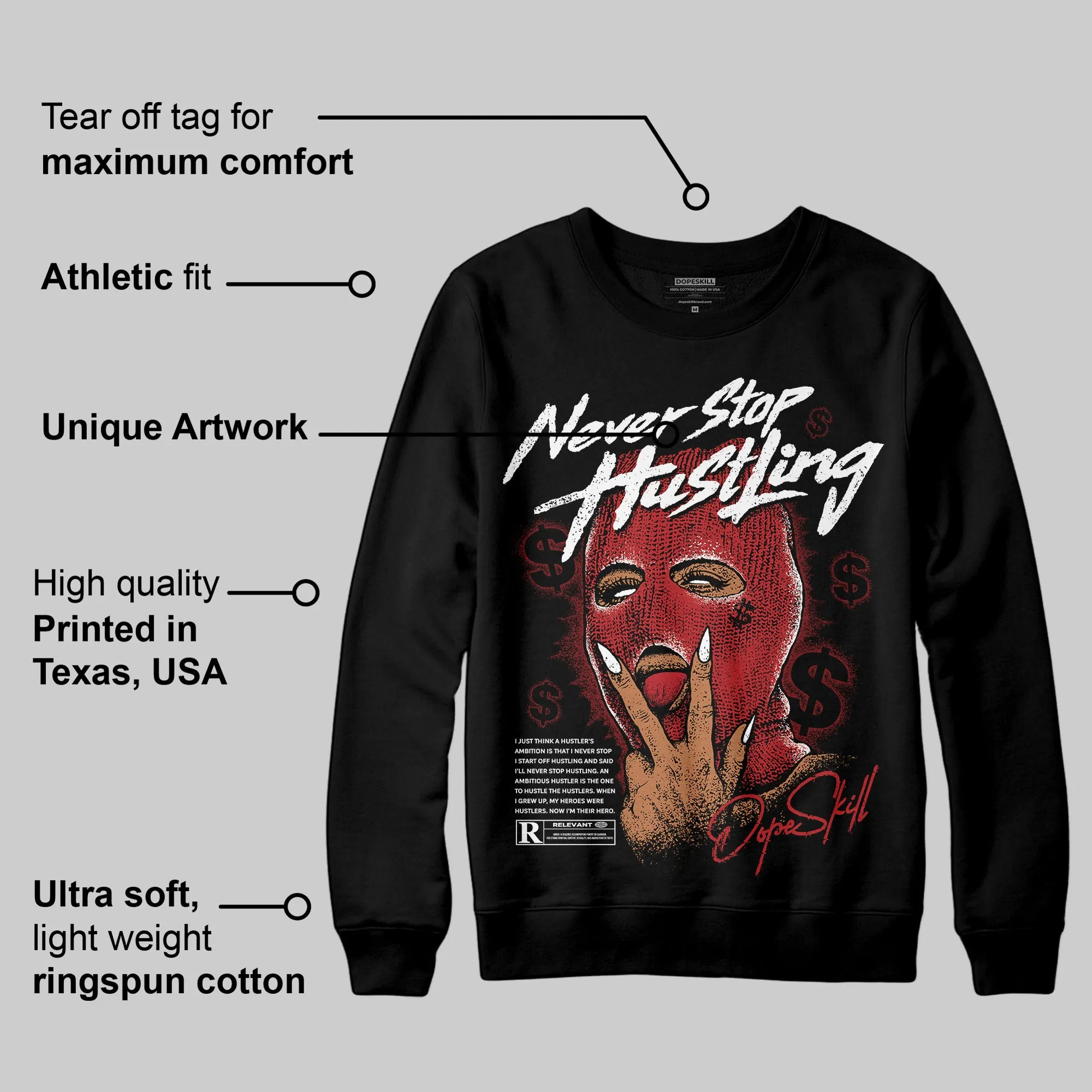 Flu Game 12s DopeSkill Sweatshirt Never Stop Hustling Graphic sold by DopeSkill product image thumbnail 3