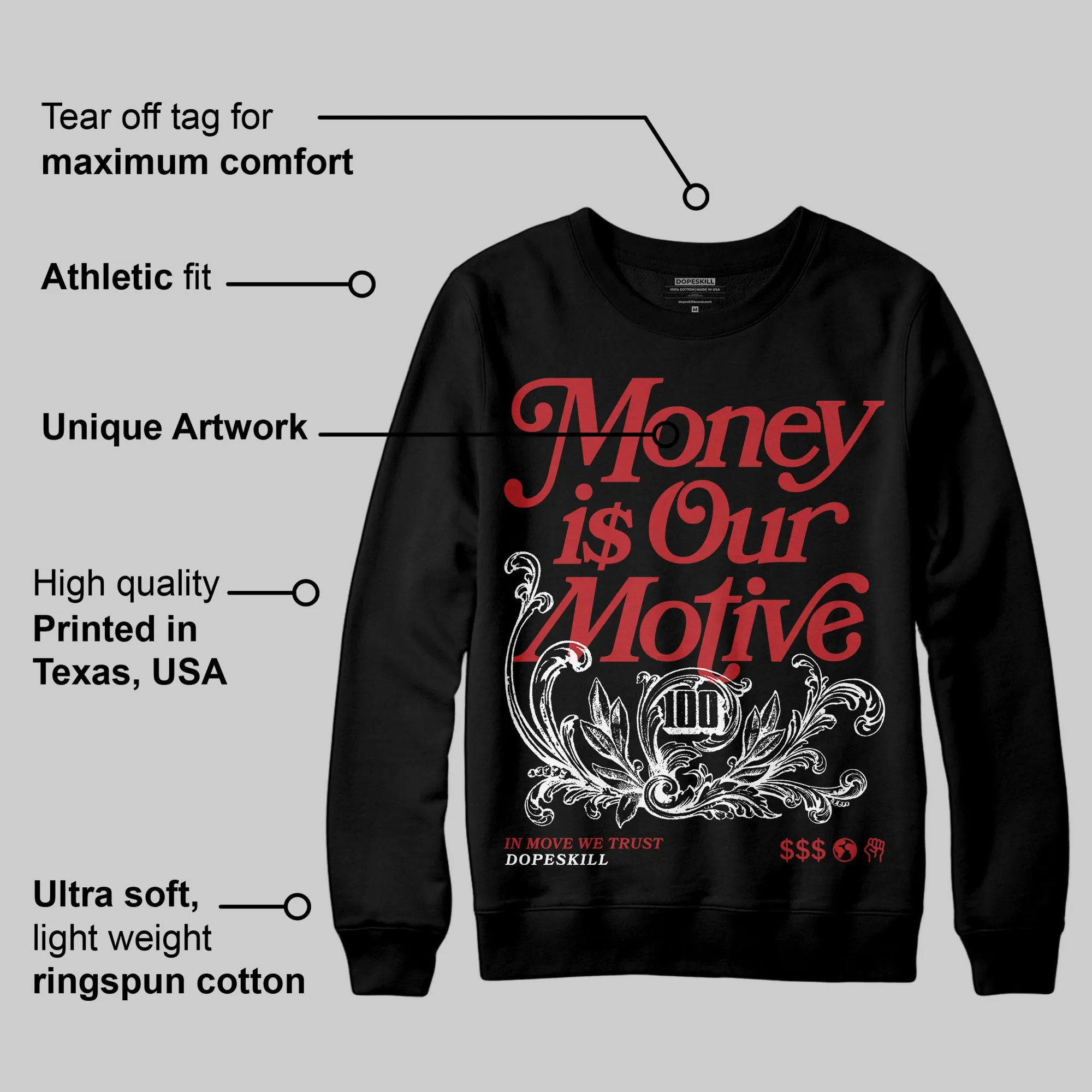 Flu Game 12s DopeSkill Sweatshirt Money Is Our Motive Typo Graphic sold by DopeSkill product image thumbnail 3