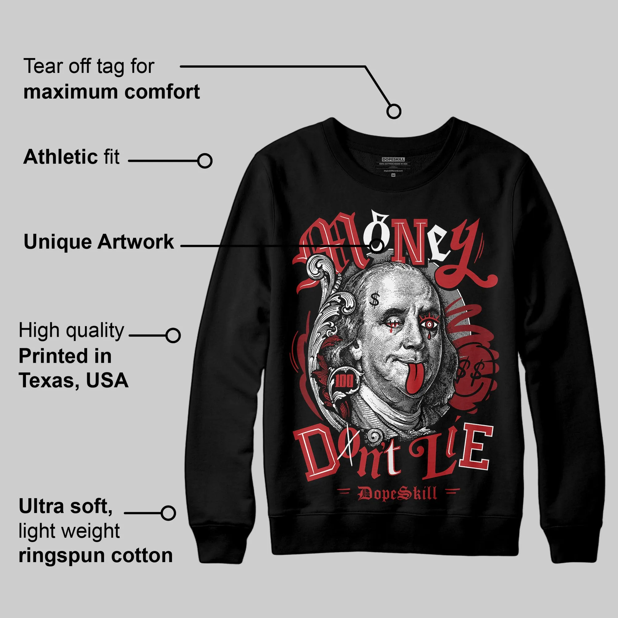 Flu Game 12s DopeSkill Sweatshirt Money Don't Lie Graphic sold by DopeSkill product image thumbnail 3
