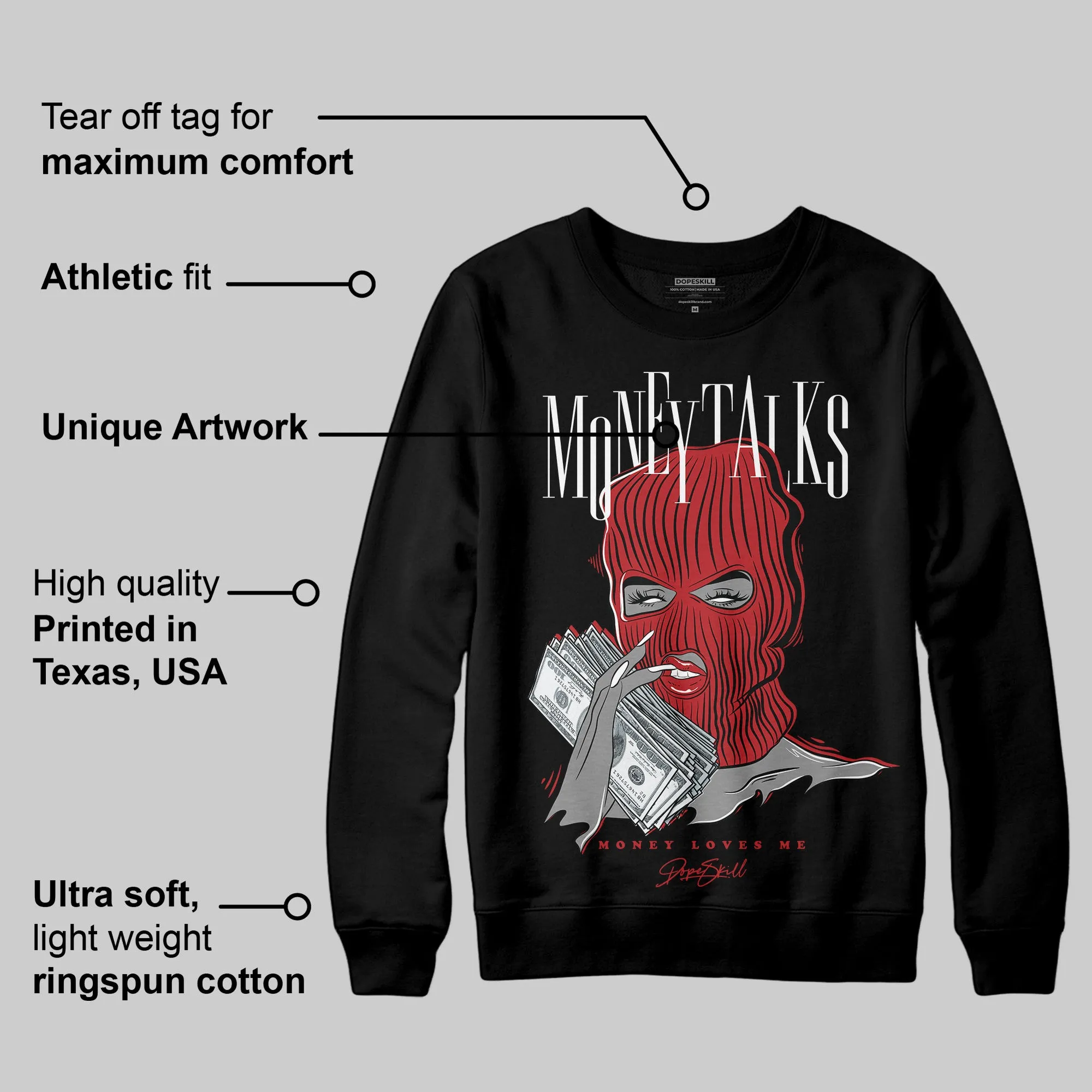 Flu Game 12s DopeSkill Sweatshirt Money Talks Graphic sold by DopeSkill product image thumbnail 3