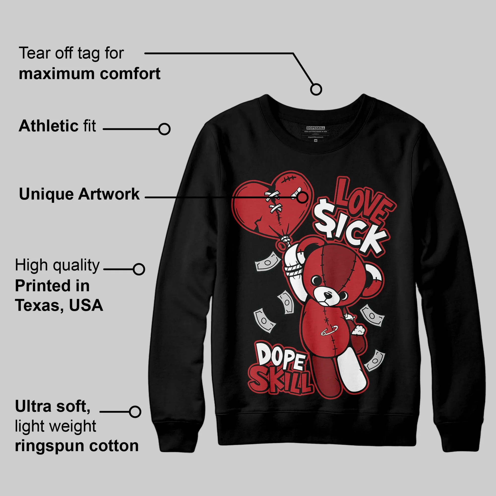 Flu Game 12s DopeSkill Sweatshirt Love Sick Graphic sold by DopeSkill product image thumbnail 3