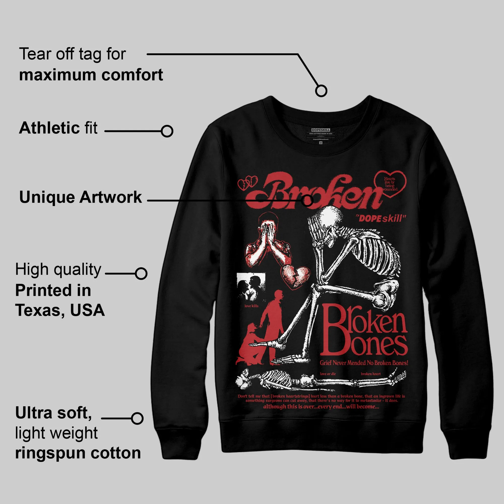 Flu Game 12s DopeSkill Sweatshirt Broken Bones Graphic sold by DopeSkill product image thumbnail 3