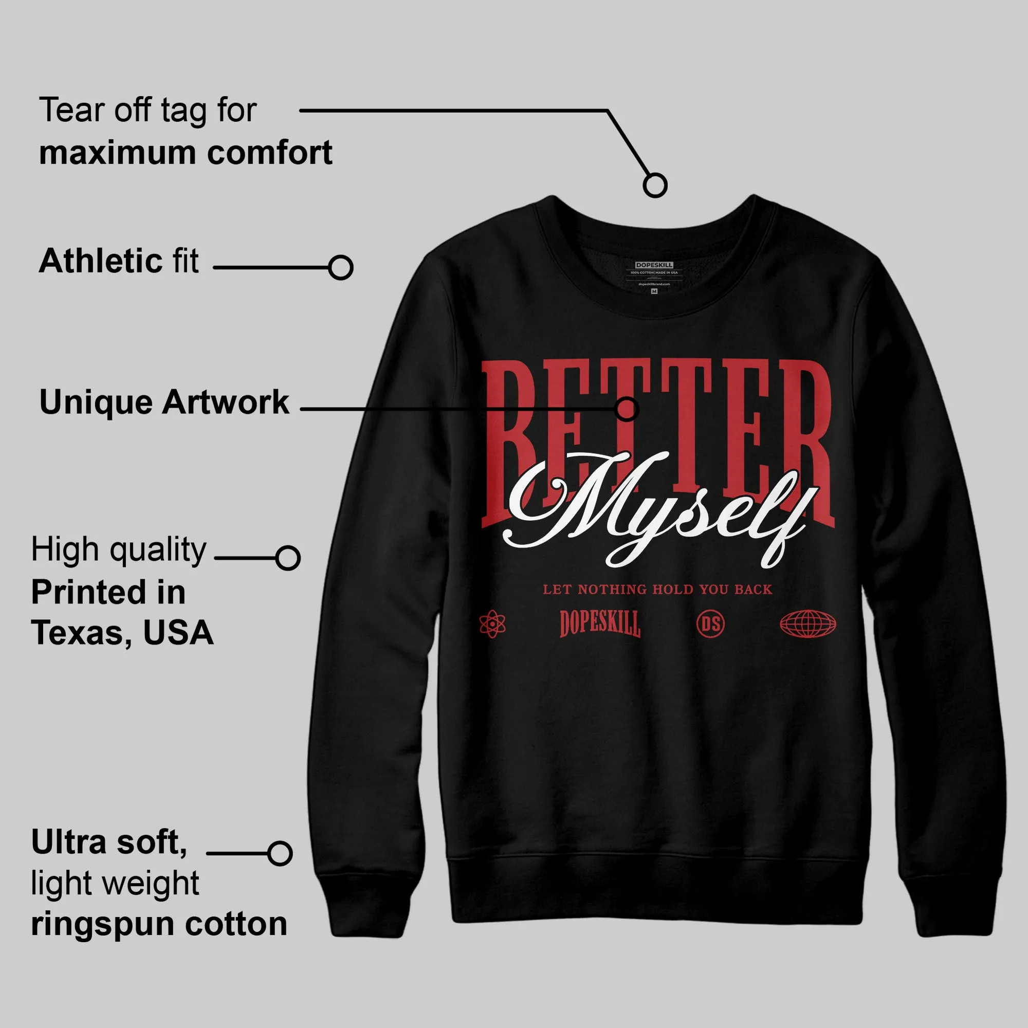 Flu Game 12s DopeSkill Sweatshirt Better Myself Graphic sold by DopeSkill product image thumbnail 3
