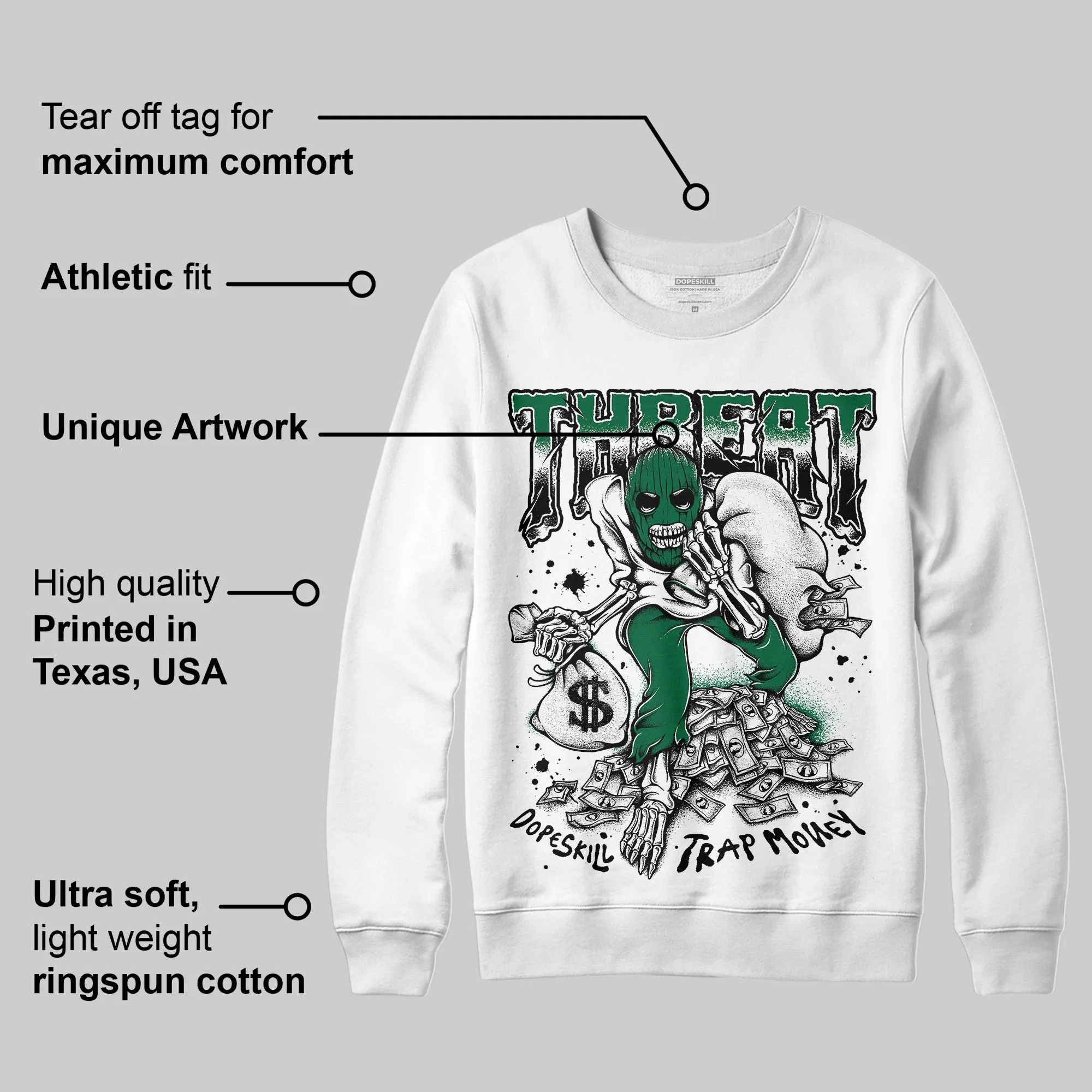 Pine Green 13s DopeSkill Sweatshirt Threat Graphic sold by DopeSkill product image thumbnail 3