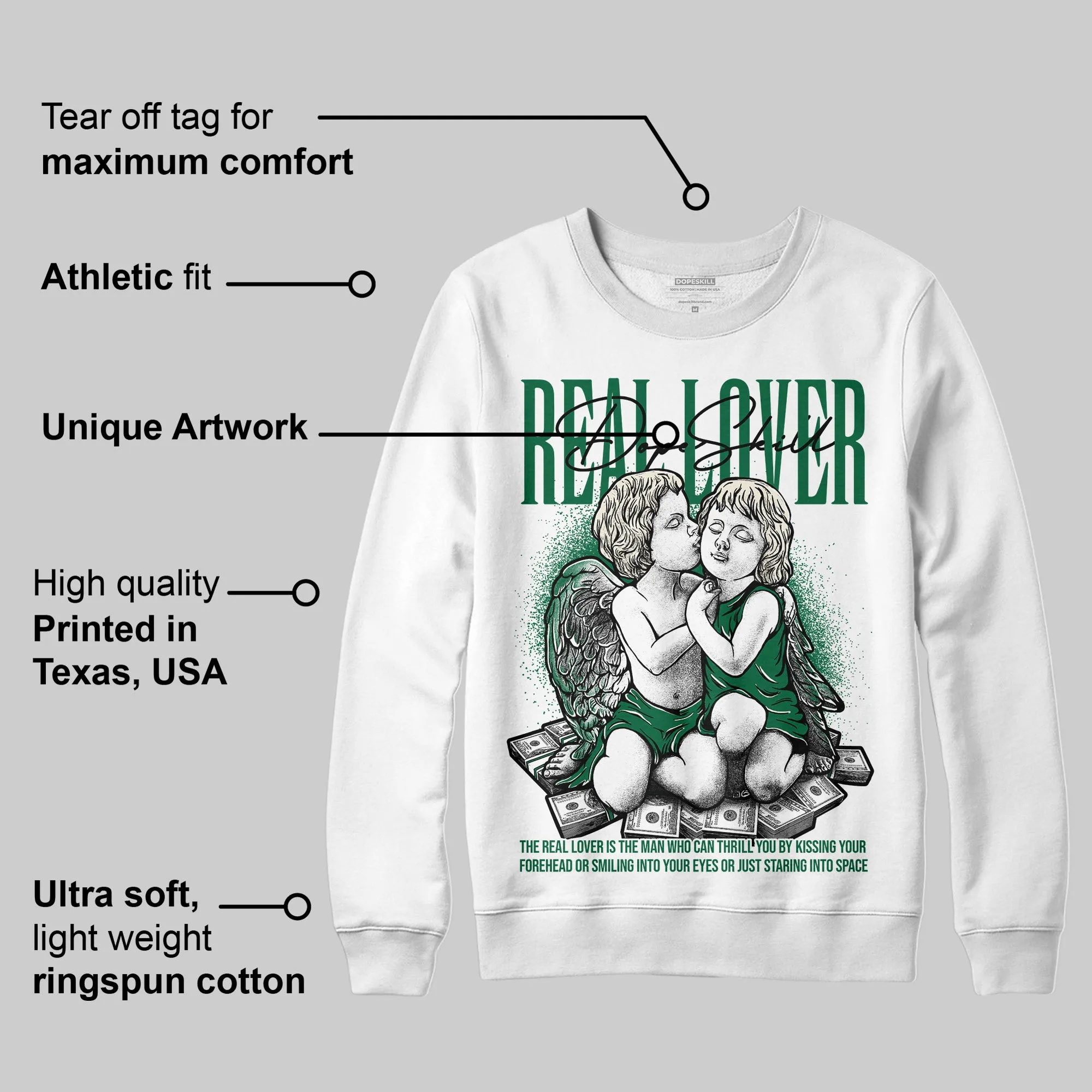 Pine Green 13s DopeSkill Sweatshirt Real Lover Graphic sold by DopeSkill product image thumbnail 3