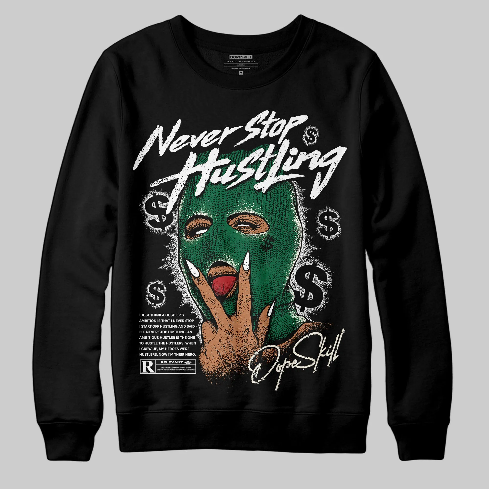 Pine Green 13s DopeSkill Sweatshirt Never Stop Hustling Graphic sold by DopeSkill product image thumbnail 2