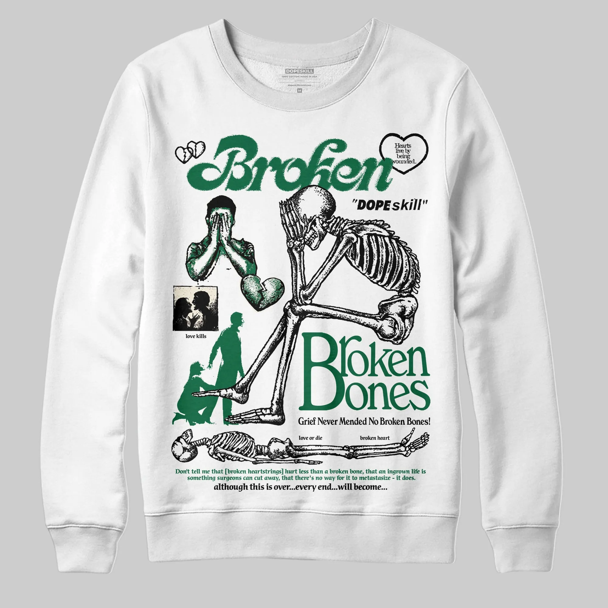 Pine Green 13s DopeSkill Sweatshirt Broken Bones Graphic sold by DopeSkill
