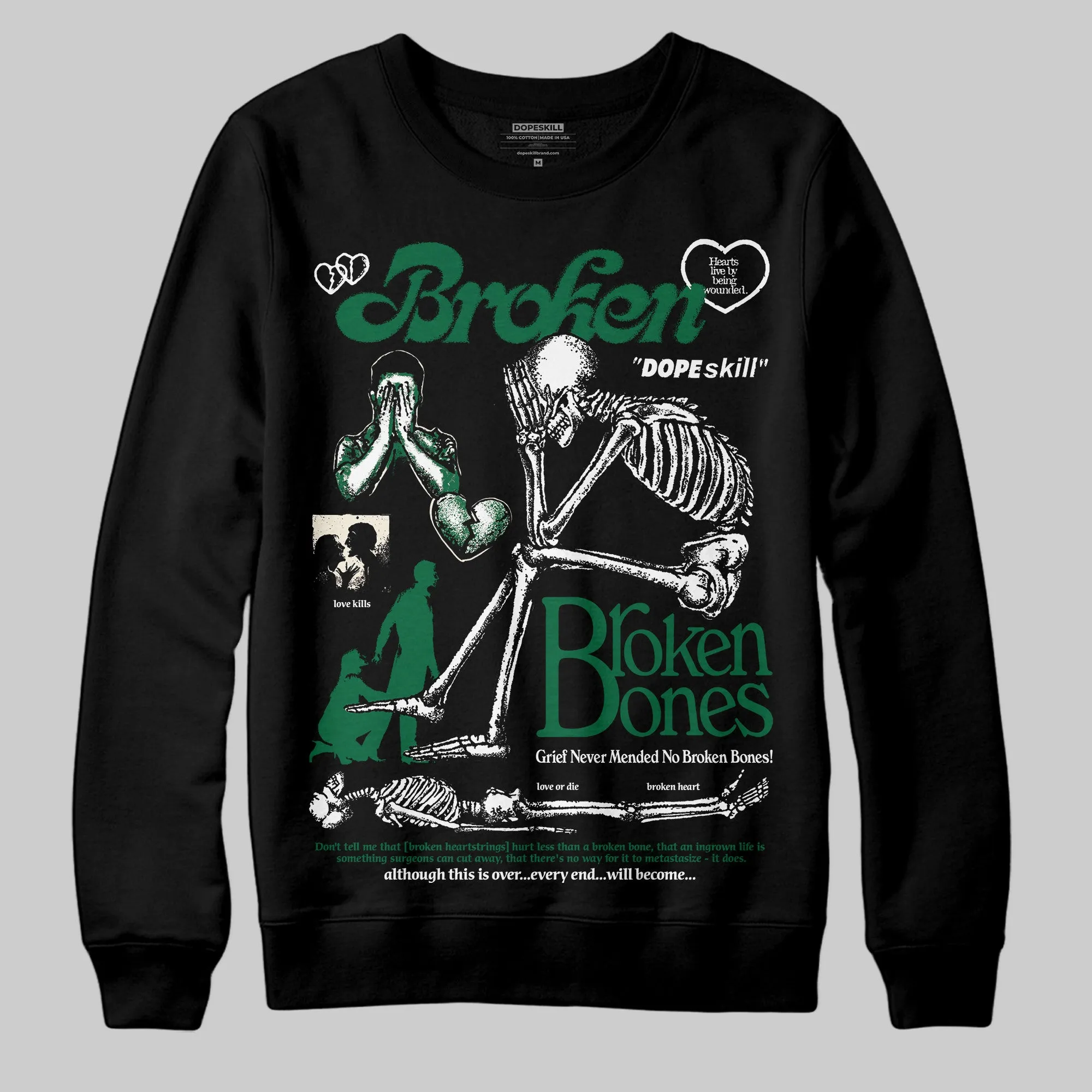 Pine Green 13s DopeSkill Sweatshirt Broken Bones Graphic sold by DopeSkill product image thumbnail 2